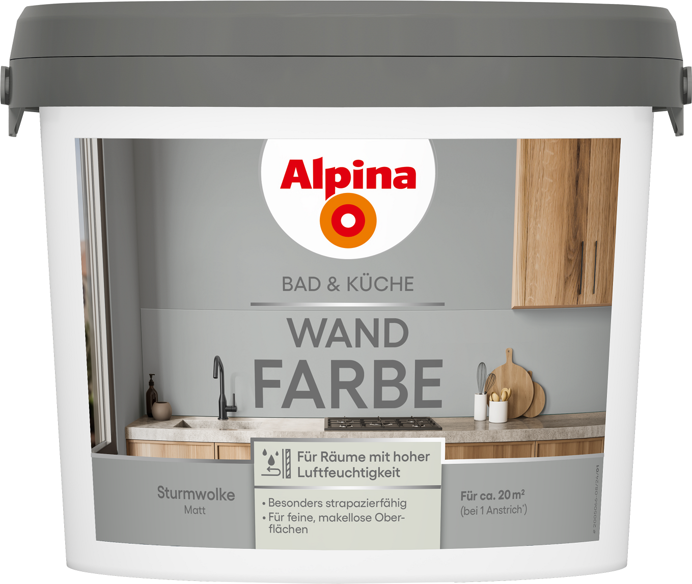 Alpina Bad & Küche Wand-Farbe Sturmwolke 2,5L
