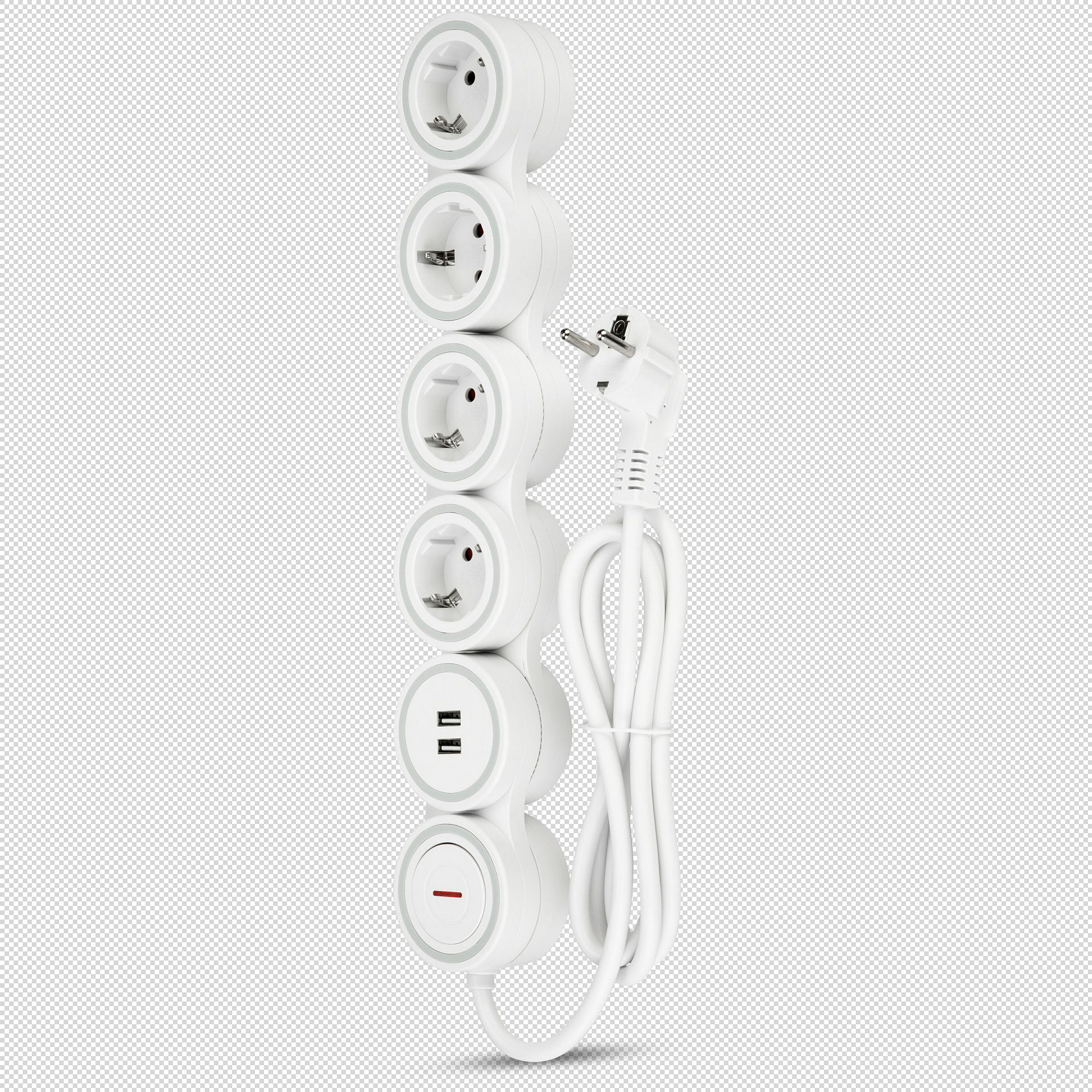 Steckdosenleiste Supraflex 4-fach USB & Schalter 1,4m weiß-grau