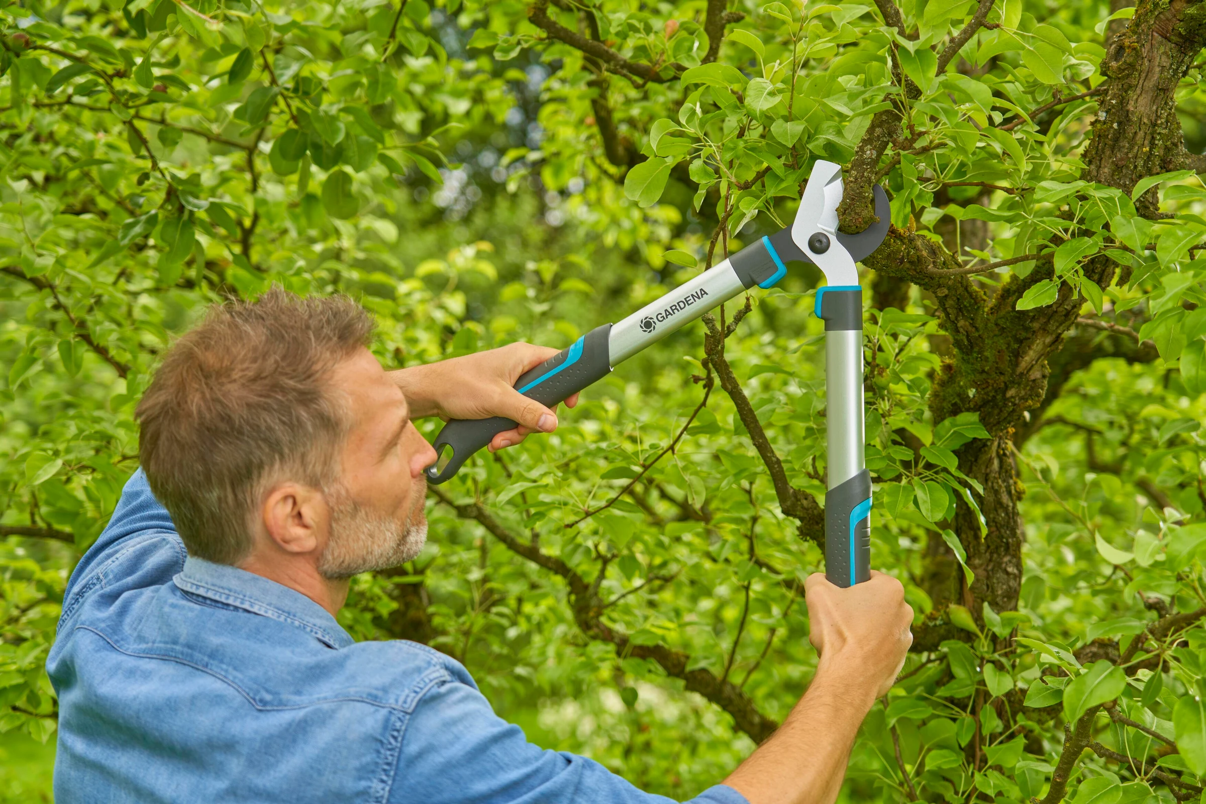 GARDENA Astschere EasyCut S, Bypass-Schneidprinzip, für frisches Holz