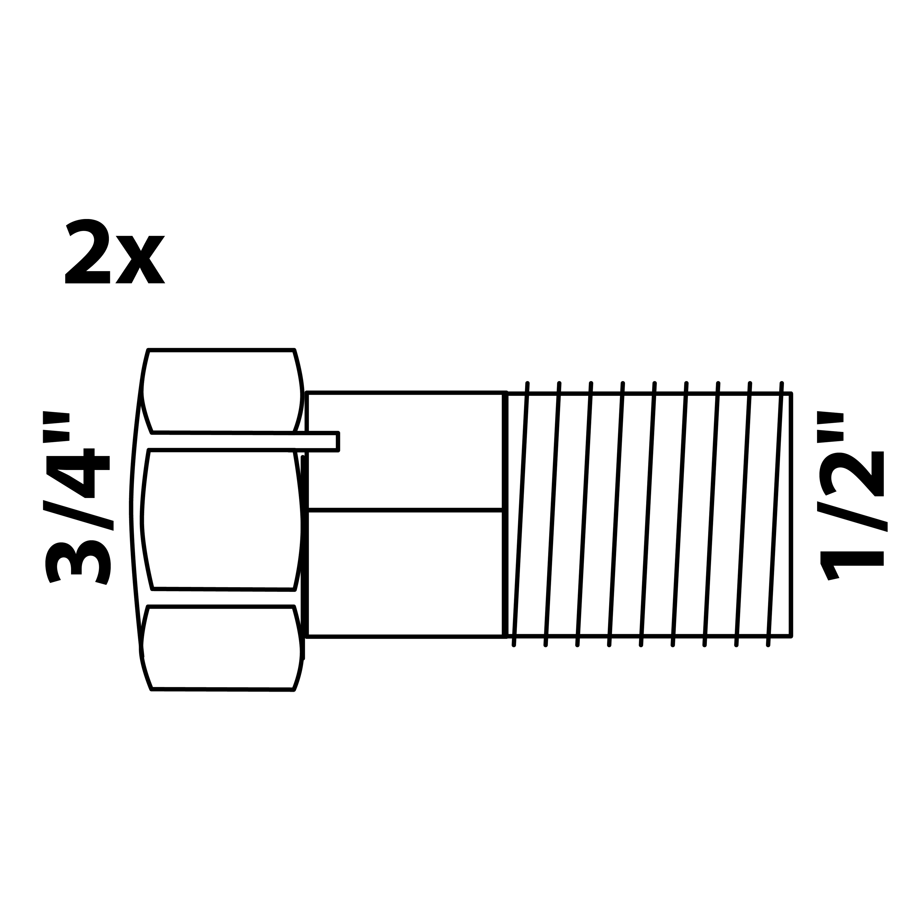 Wasserzähler-Verschraubung, 3/4''IG x 1/2''AG (2x)