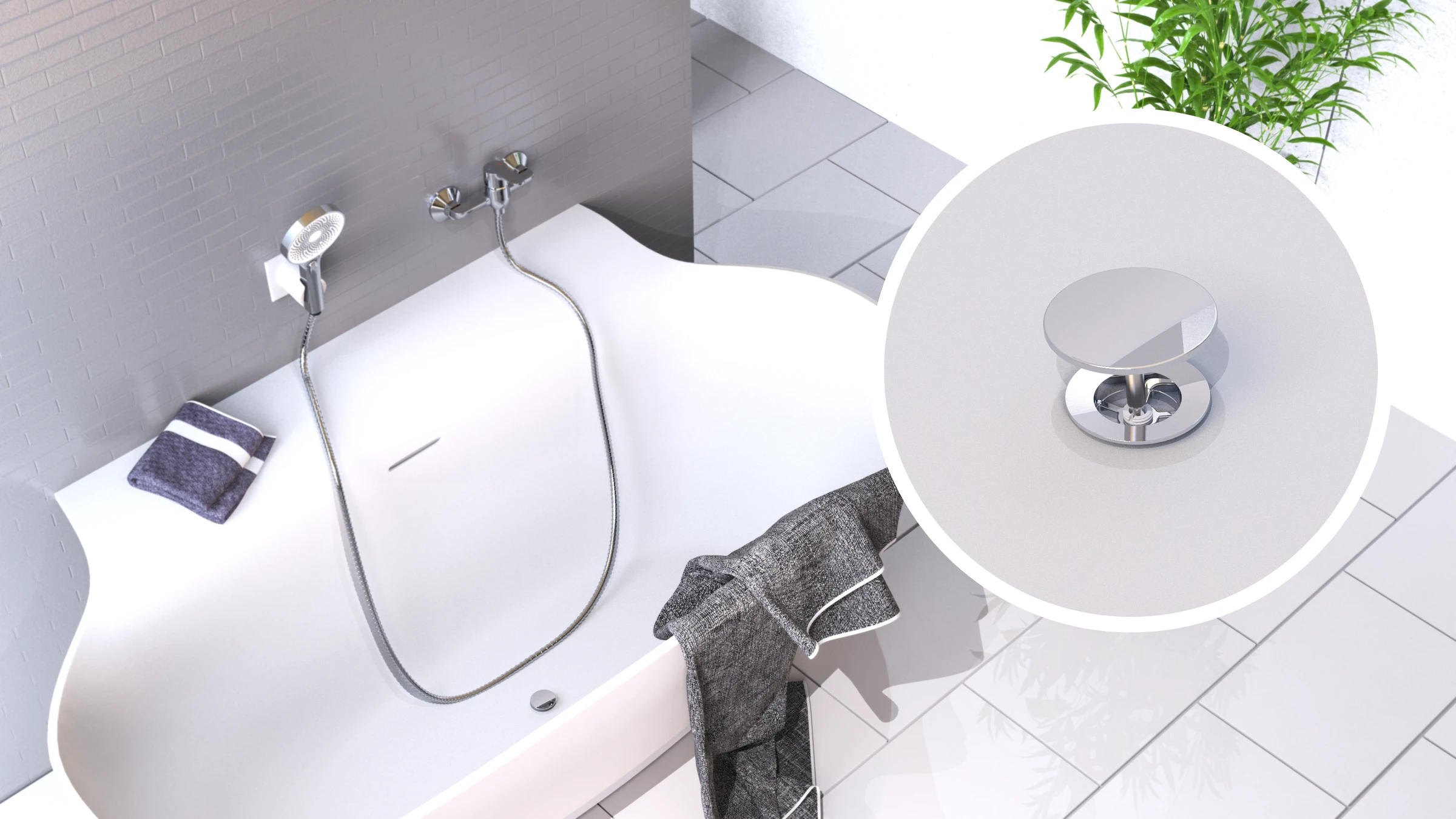Ablaufstopfen, Chrom, 70 mm x 1 1/2 '', für Badewanne