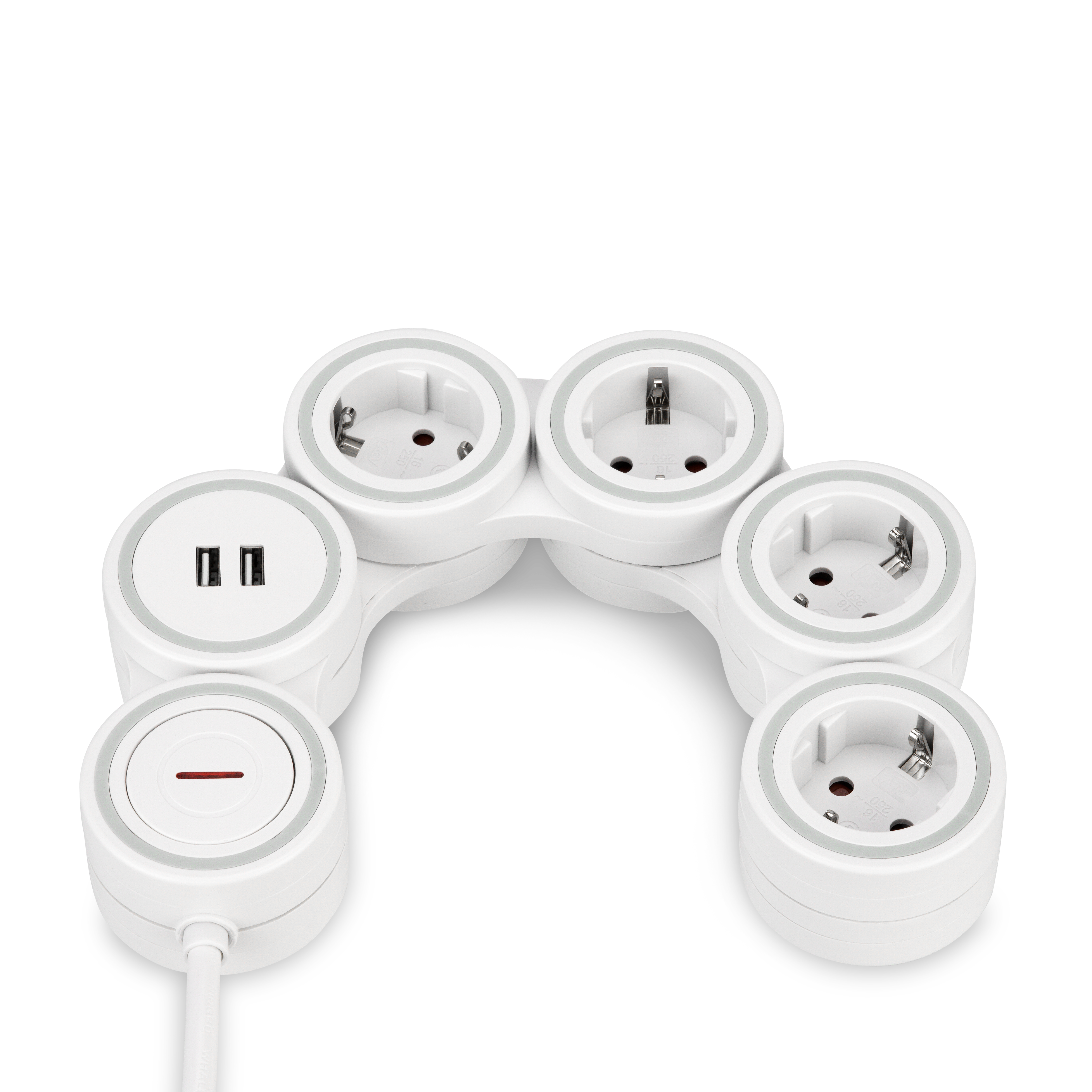 Steckdosenleiste Supraflex 4-fach USB & Schalter 1,4m weiß-grau