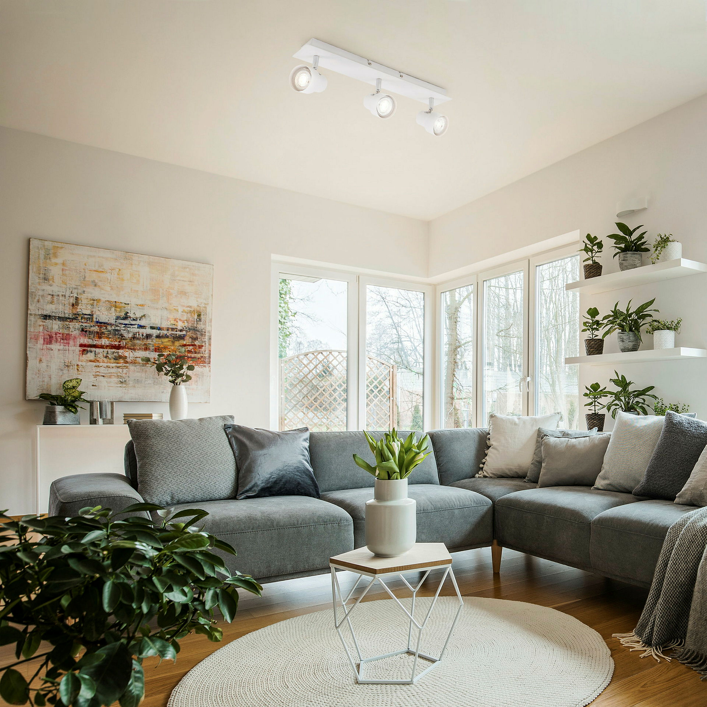 LED Deckenleuchte, weiß, 3xLED/GU10/4,9W