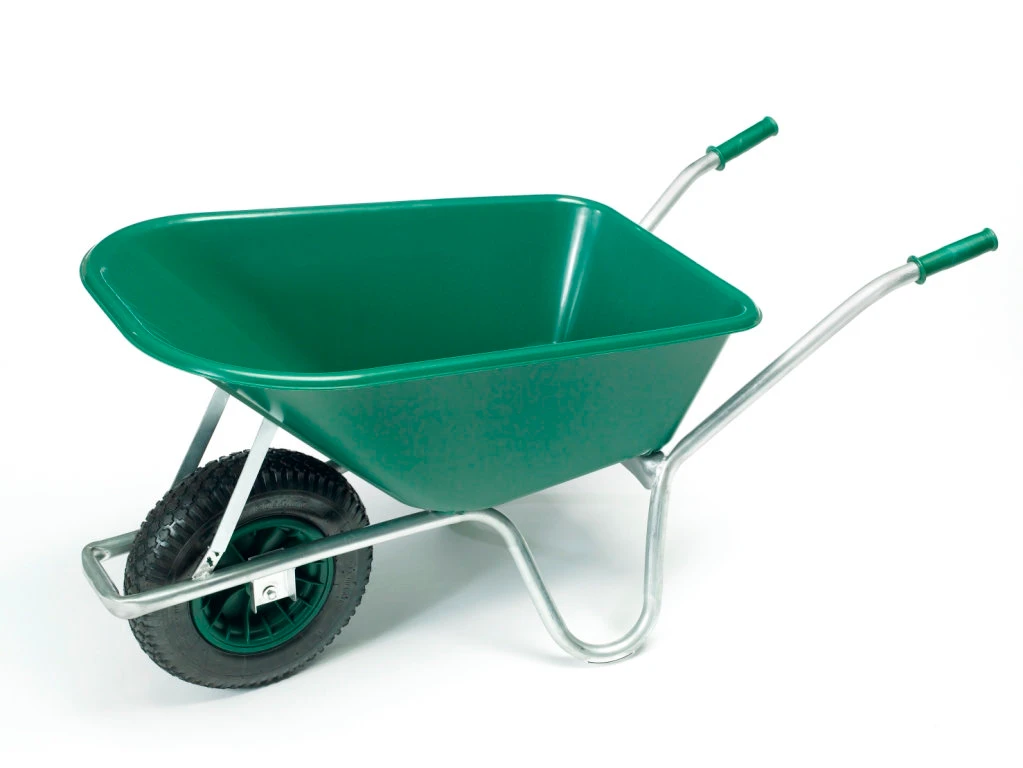 Gartenschubkarre, 100 L, mit PP-Mulde, Muldenstützbügel und Kippbügel-