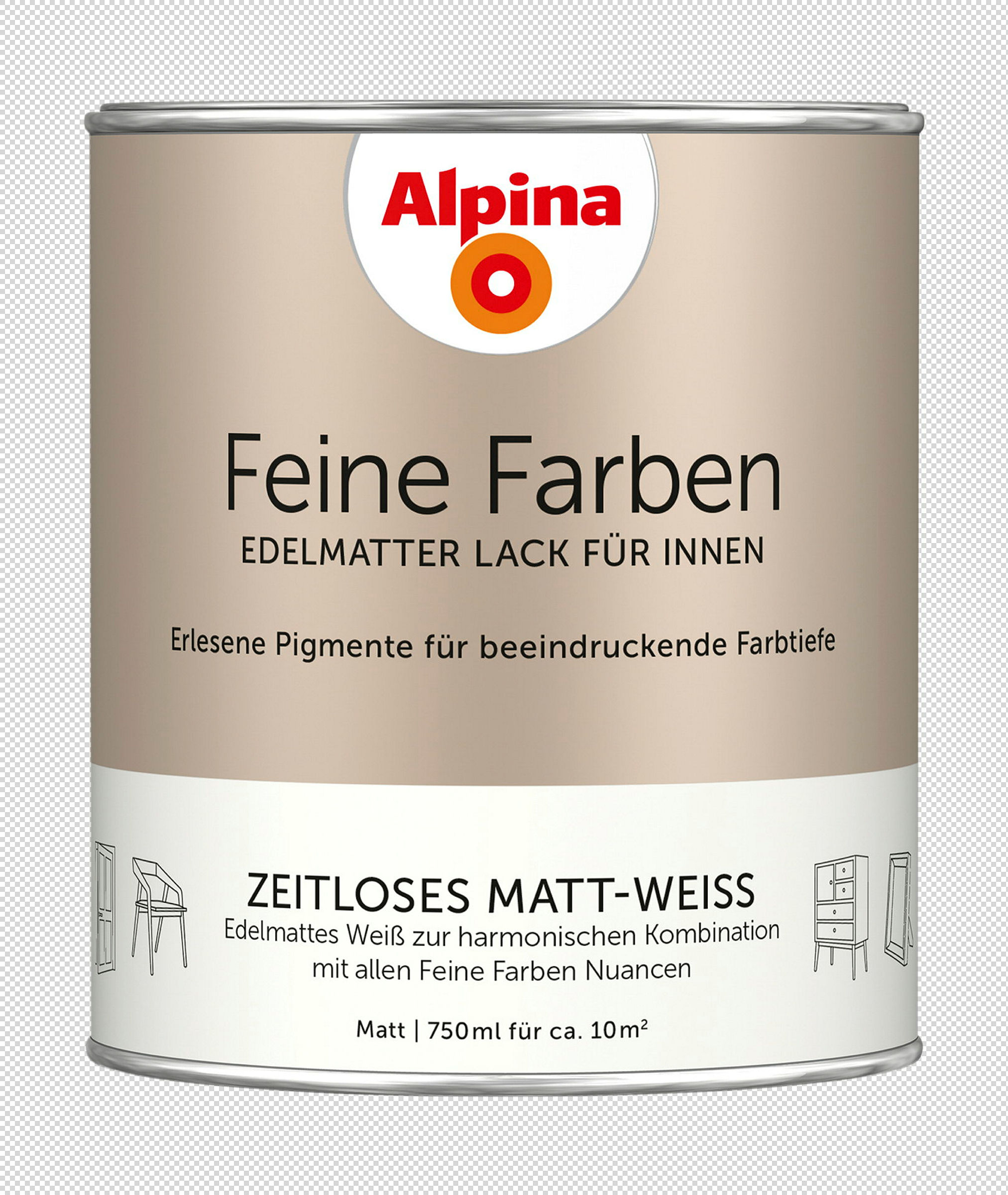 Alpina Feine Farben Lack Zeitloses Matt-Weiss 750ml