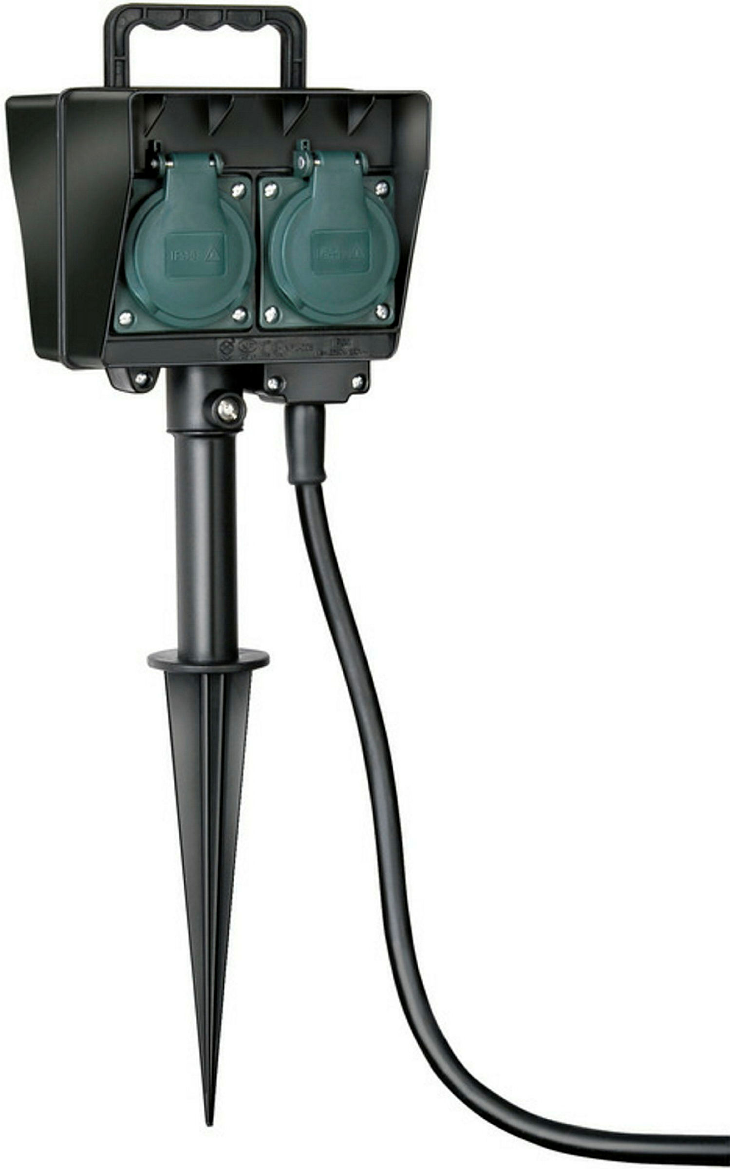 Gartensteckdose mit Erdspiess 4-Fach 10m Kabel H07RN-F3G1,5