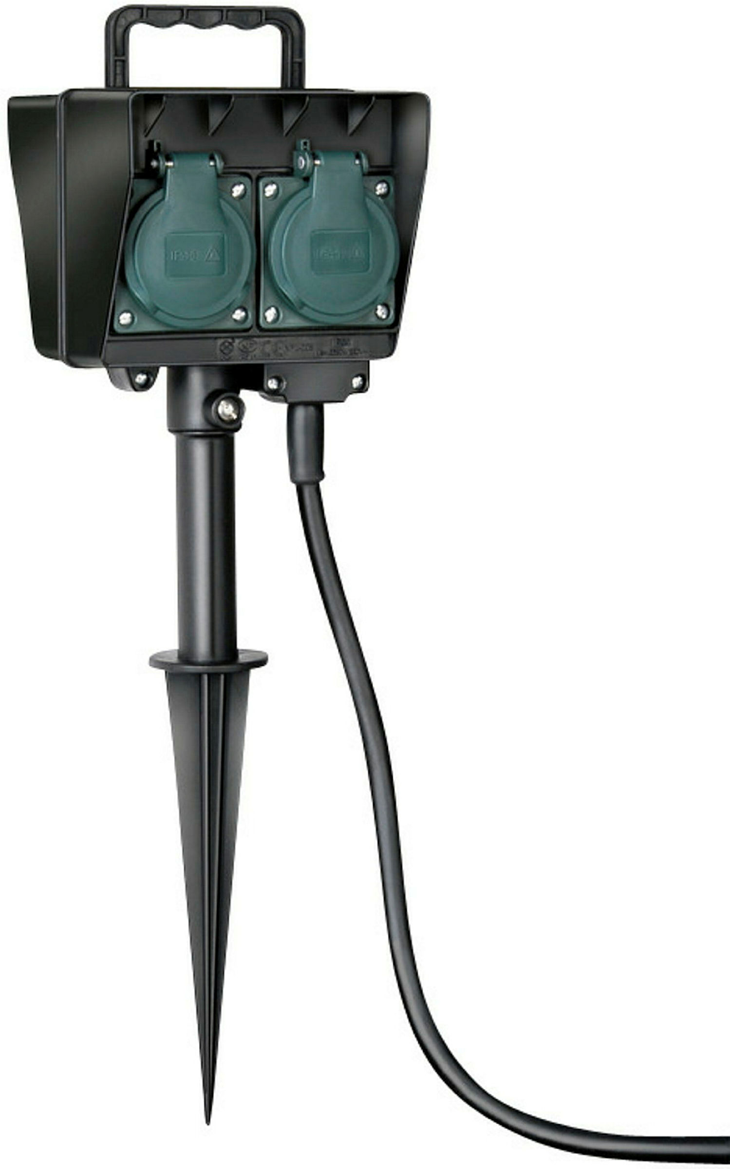 Gartensteckdose mit Erdspiess 4-Fach 10m Kabel H07RN-F3G1,5