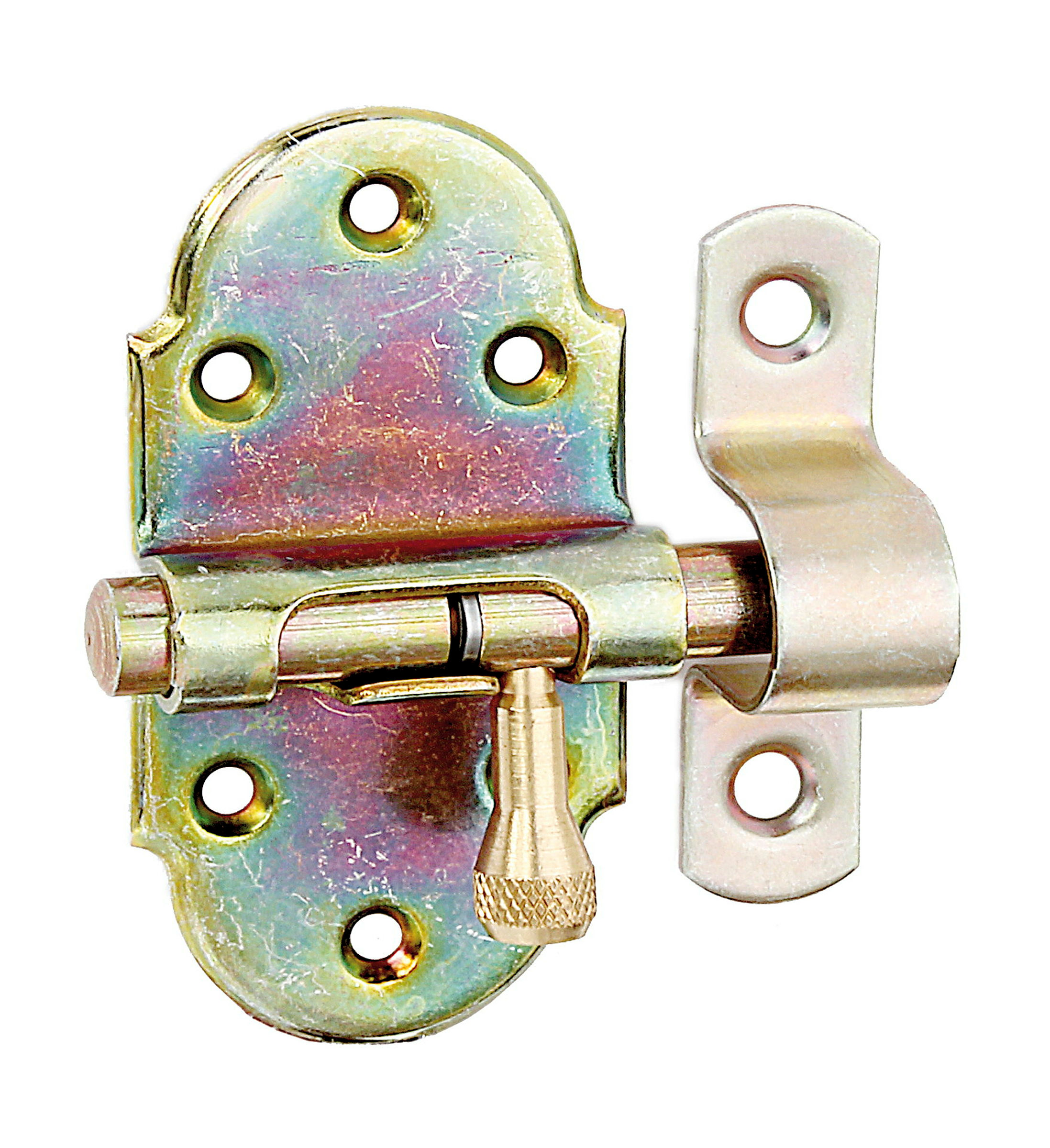 Grendelriegel mit Messing-Knopf 40x75Ø9 verzinkt