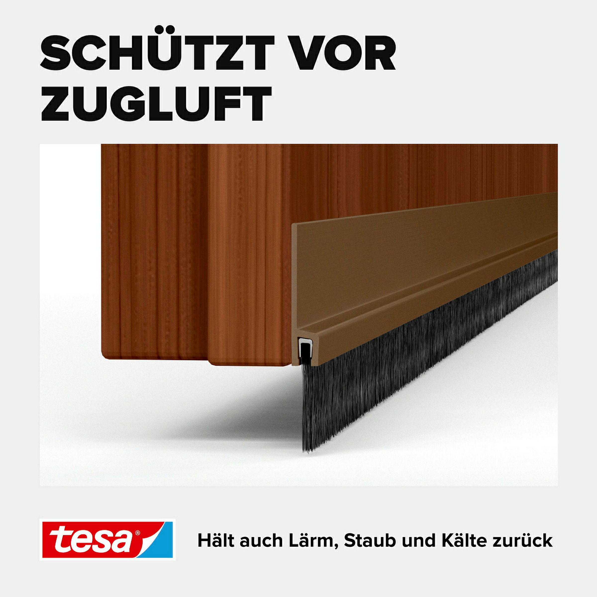 tesamoll® Standard Türdichtschiene für glatte Böden braun