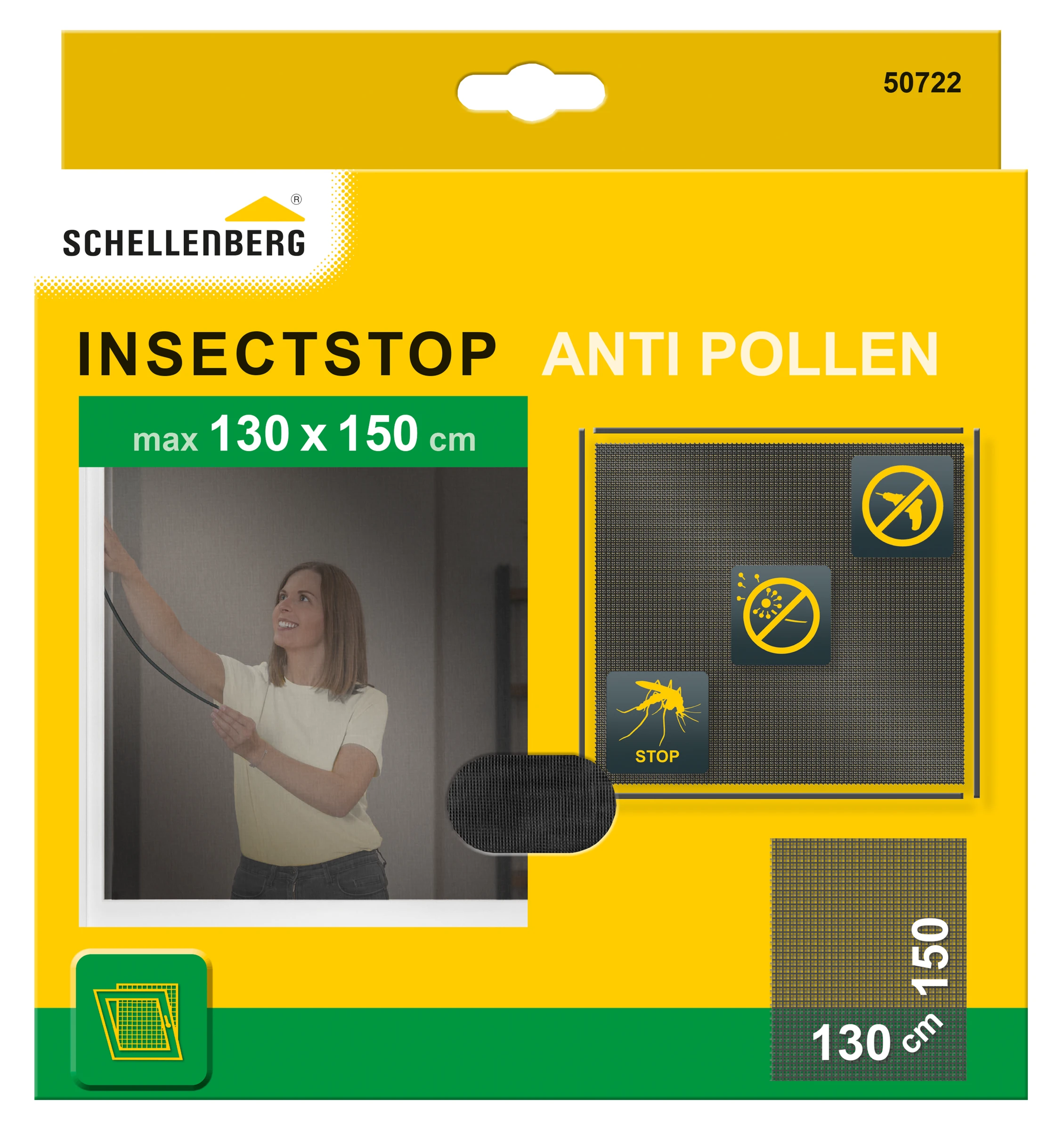 Schellenberg Pollen-Fliegengitter-Set, 130 x 150 cm, anthrazit