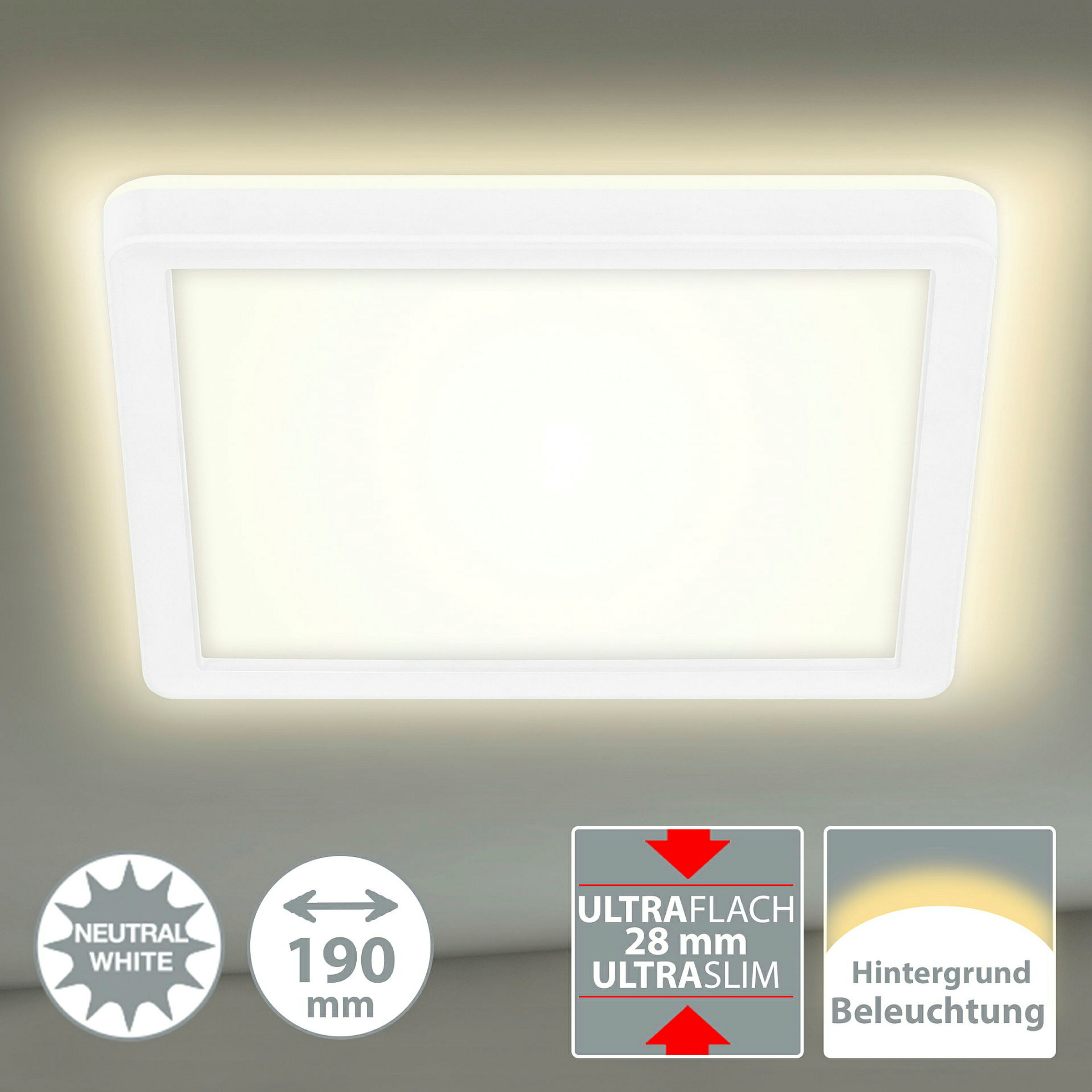 Ultraflaches LED Panel, weiß, 1xLED/12W