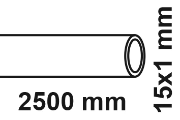 CU Kupferrohr Stange 2,5 m, blank, 15 mm x 1 mm