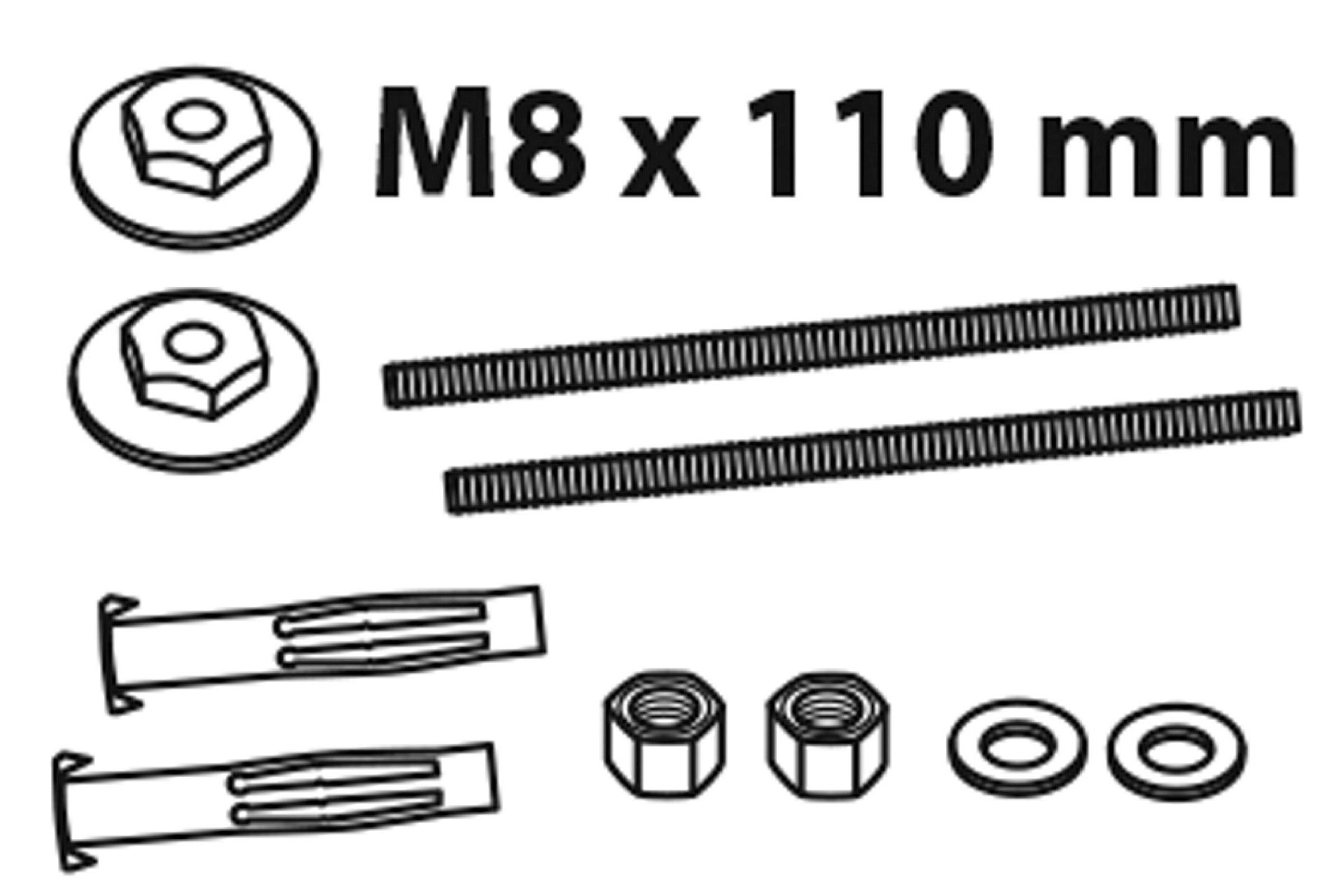 Waschtischbefestigung, M8 x 110 mm, mit Hohlraumdübel