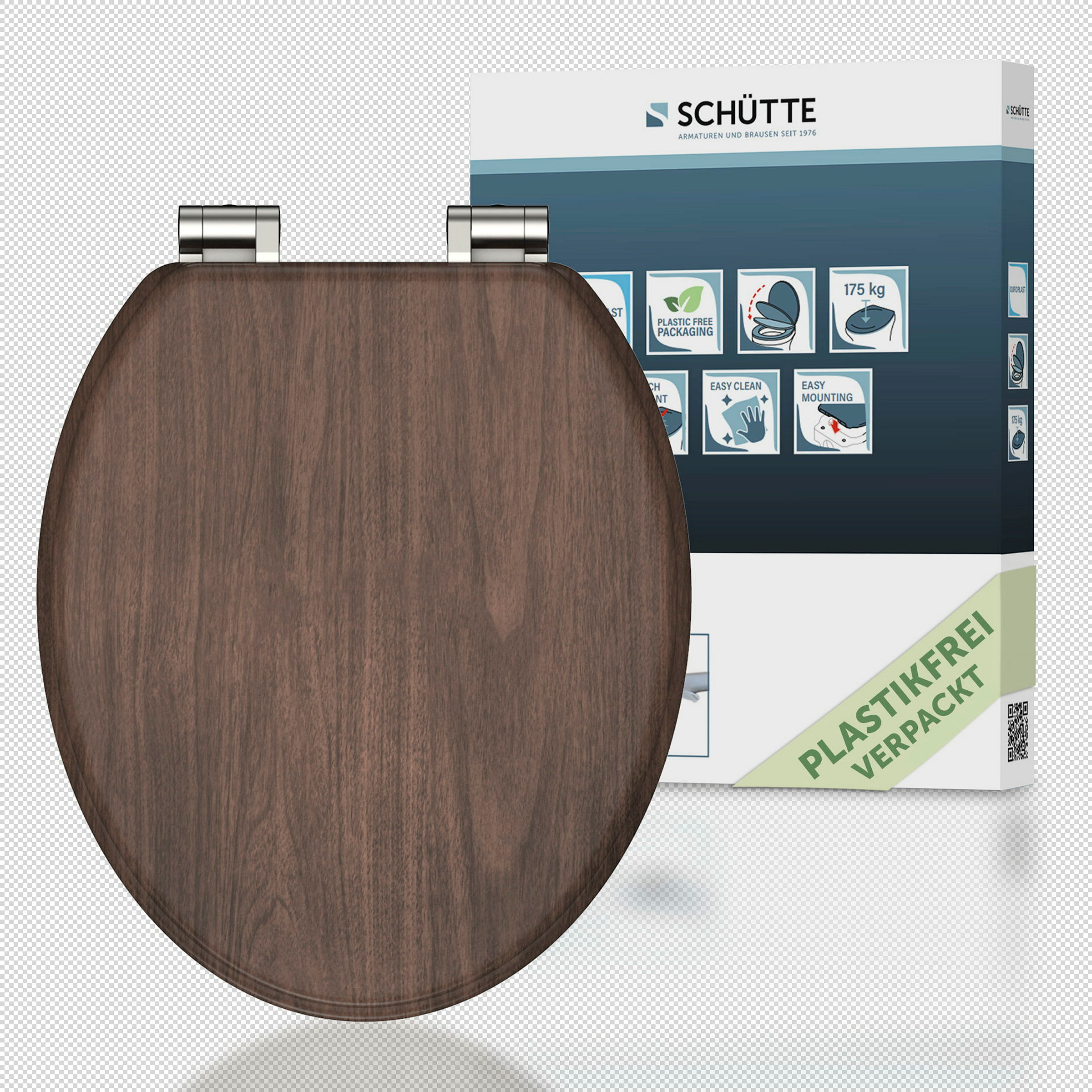 MDF WC-Sitz DARK WOOD, mit Absenkautomatik