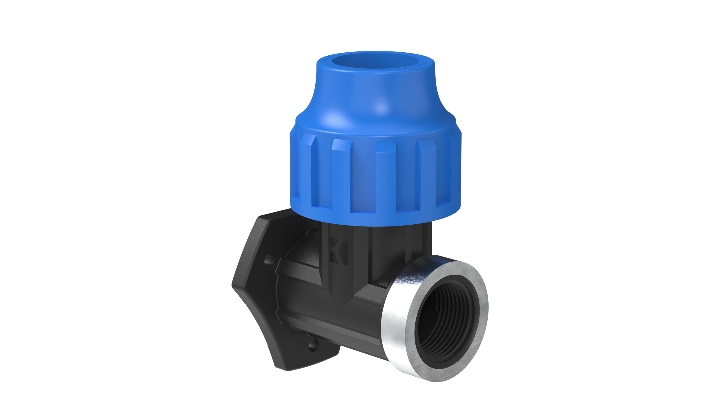PP Wandscheibe, 25 mm x 3/4''IG, Klemmfitting für HDPE, DVGW zertifiziert