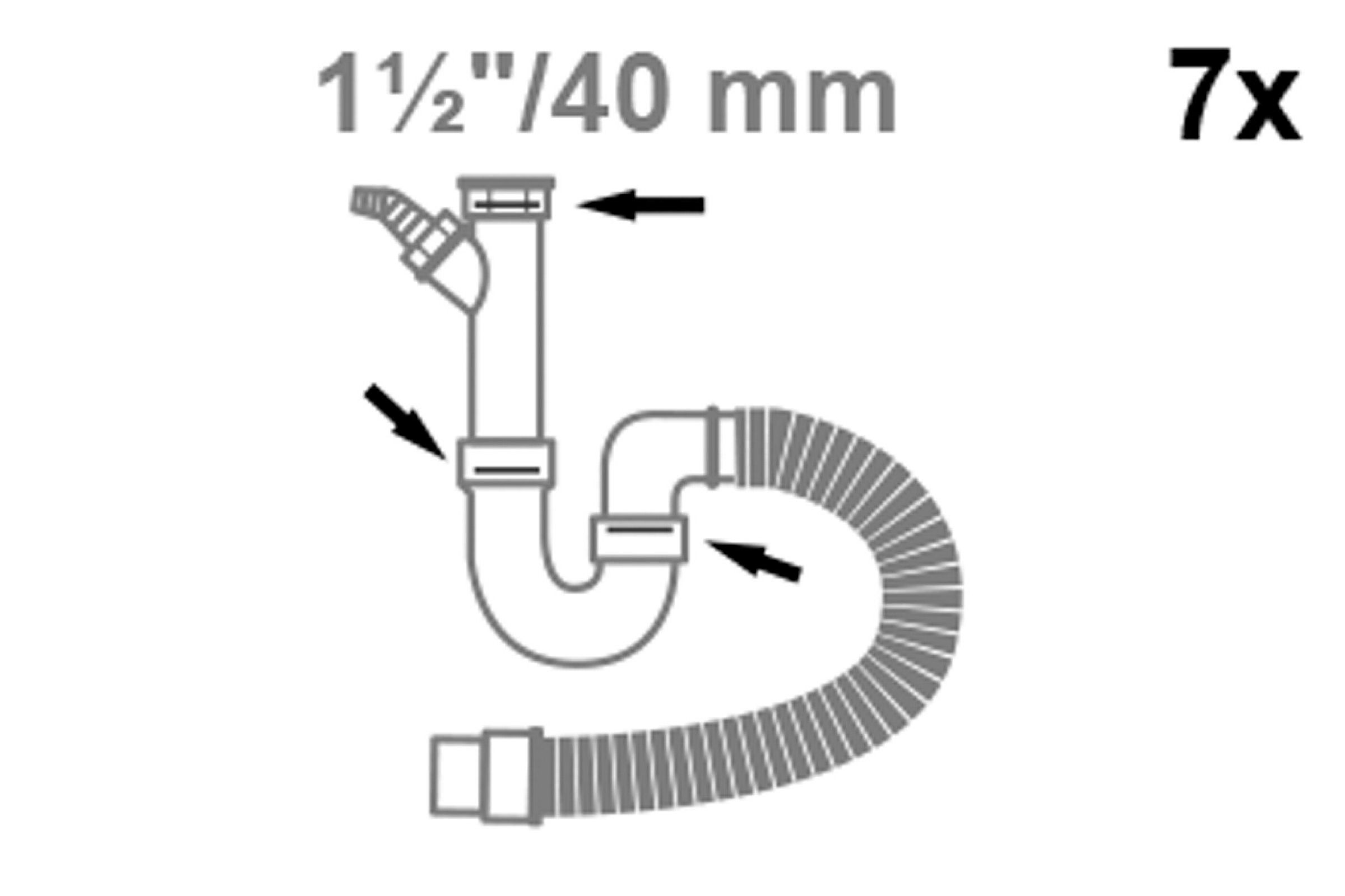 Siphon-Dichtung-Sortiment, Silikon, 1 1/2'' x 40 mm, für Spültisch (7x)