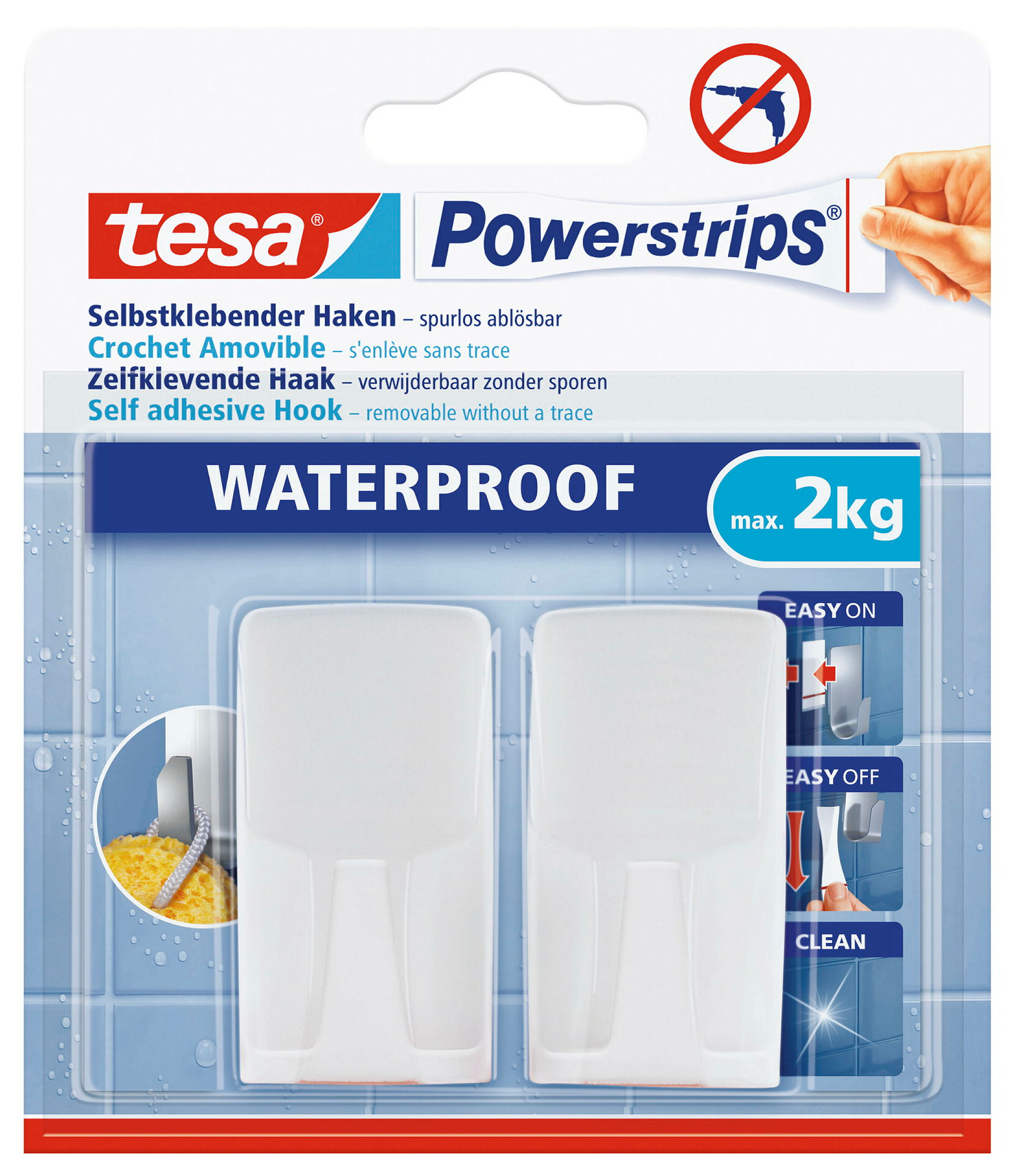 tesa Powerstrips® Waterproof Haken Wave, weiß