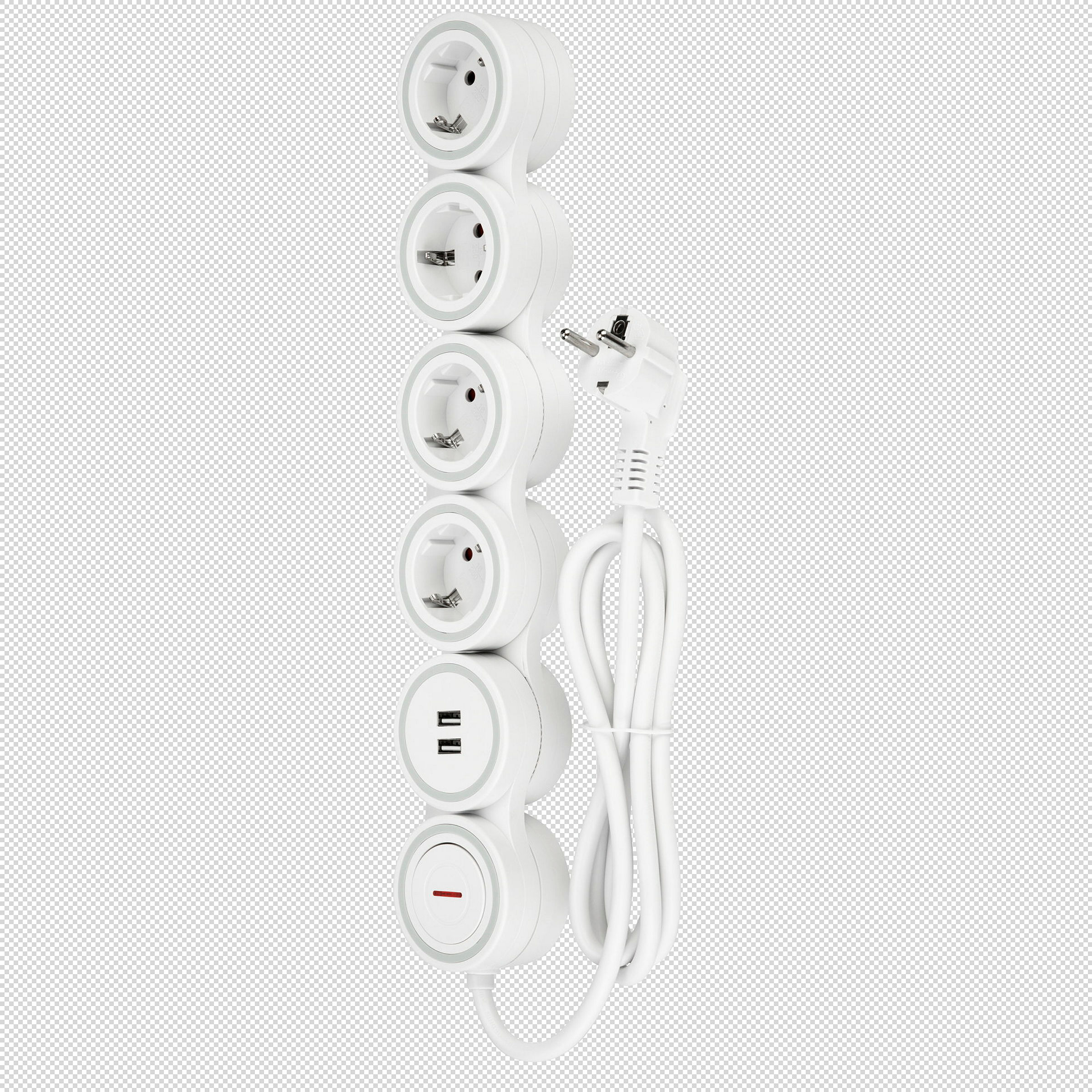 Steckdosenleiste Supraflex 4-fach USB & Schalter 1,4m weiß-grau