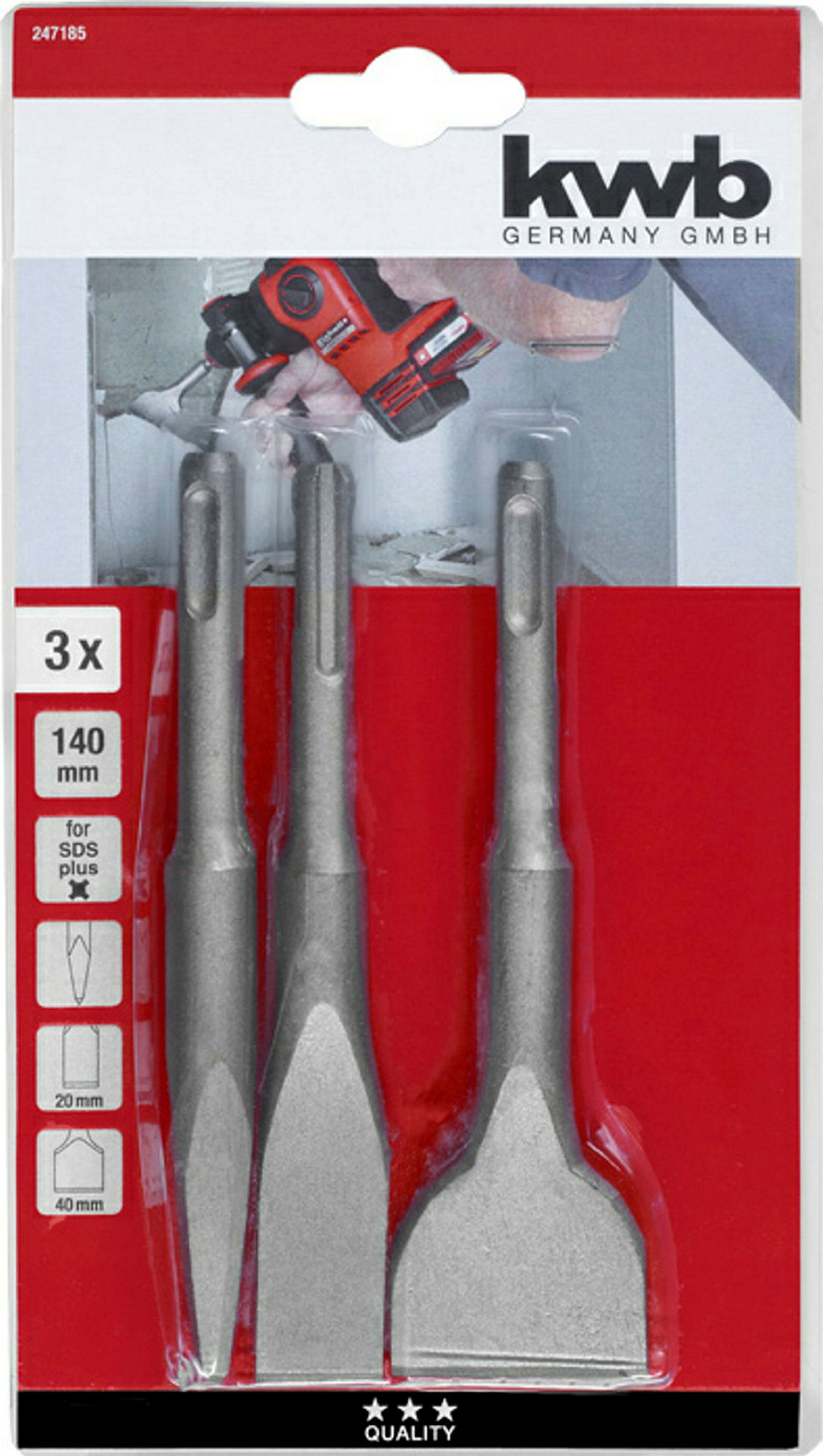 SDS Meisselsatz 140 mm 3-tlg.