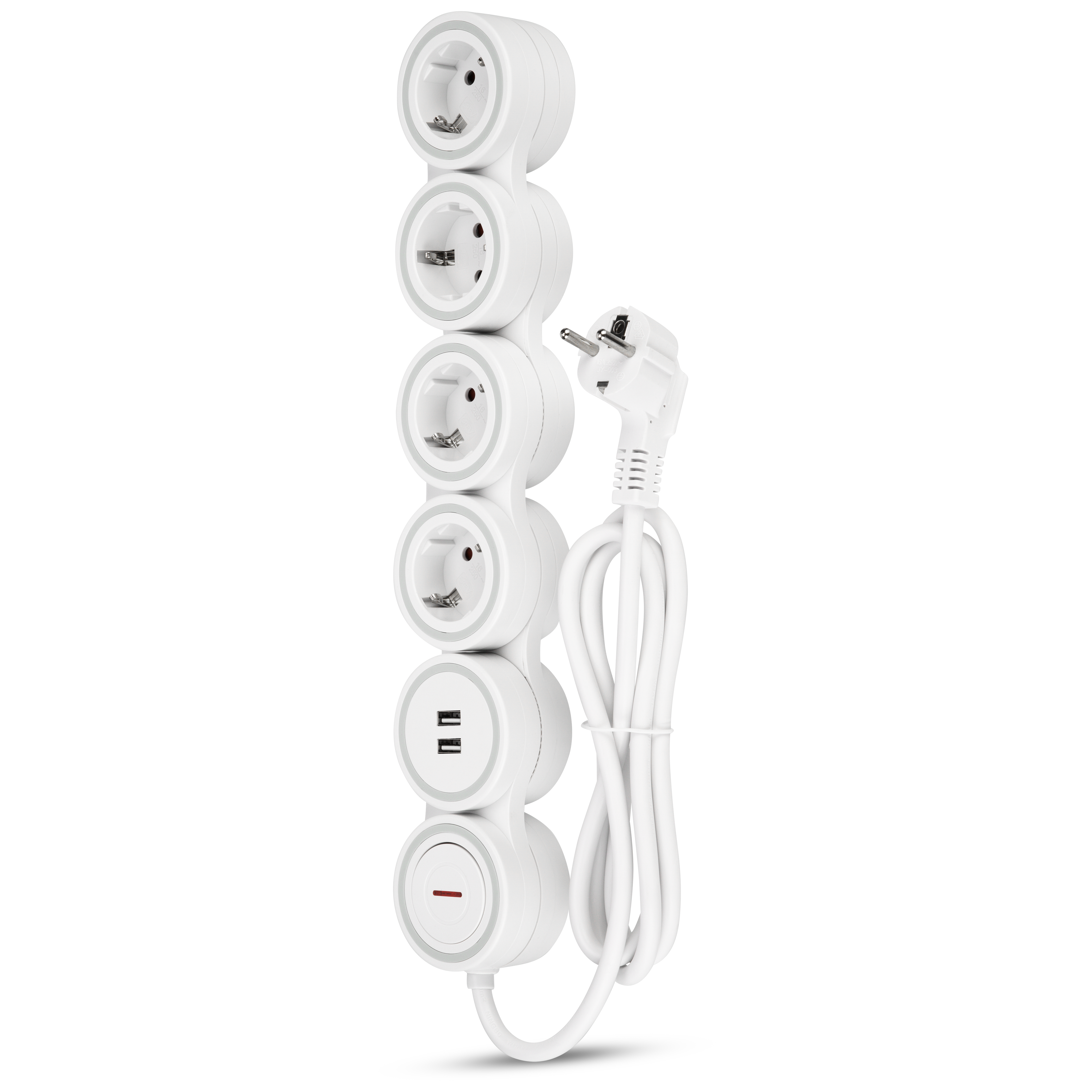 Steckdosenleiste Supraflex 4-fach USB & Schalter 1,4m weiß-grau