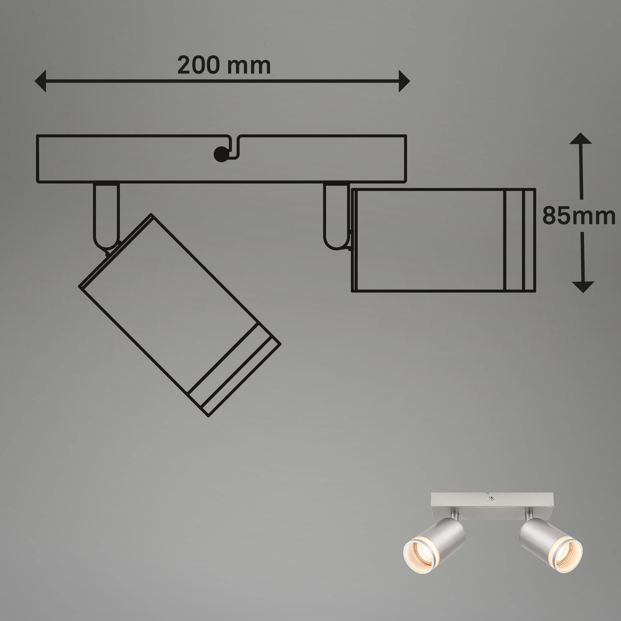 RUB Spot light, 2-flame, GU10/excl. bulb, chrome-matt