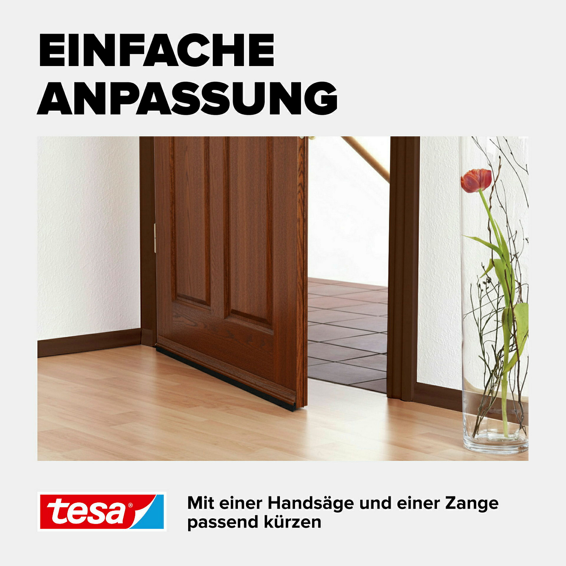 tesamoll® Standard Türdichtschiene für glatte Böden braun
