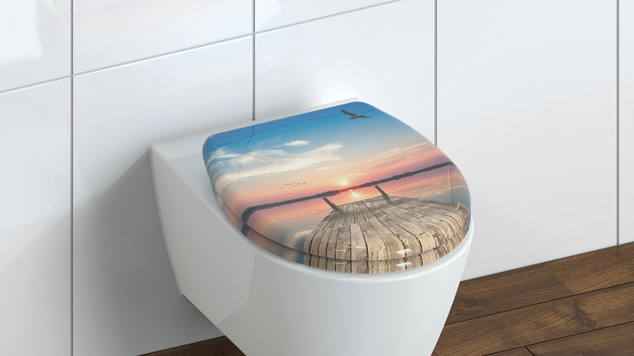 Duroplast WC-Sitz SUNSET SKY, mit Absenkautomatik und Schnellverschluss