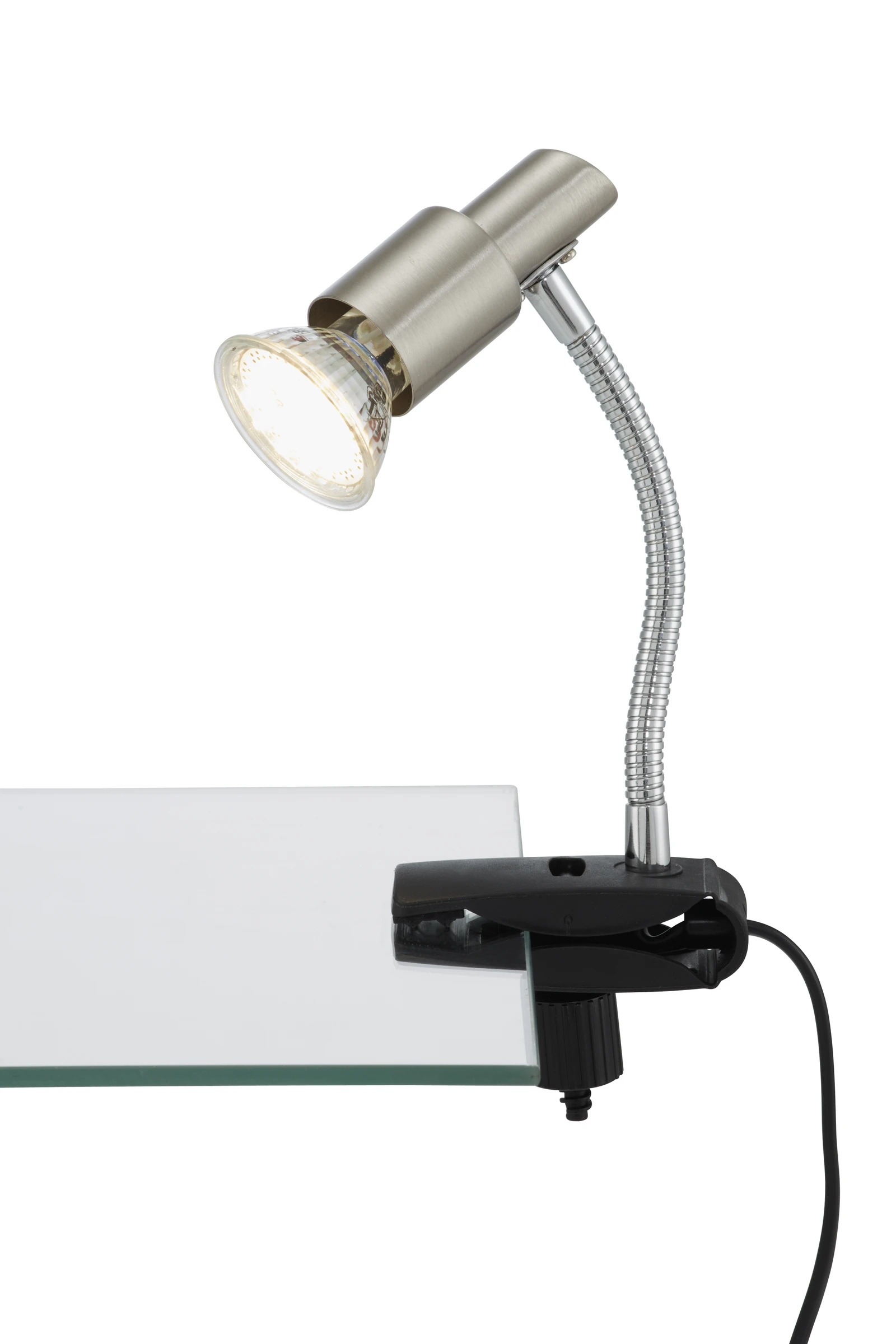 LED Klemmleuchte, matt-nickel, 1xLED/GU10/2,9W