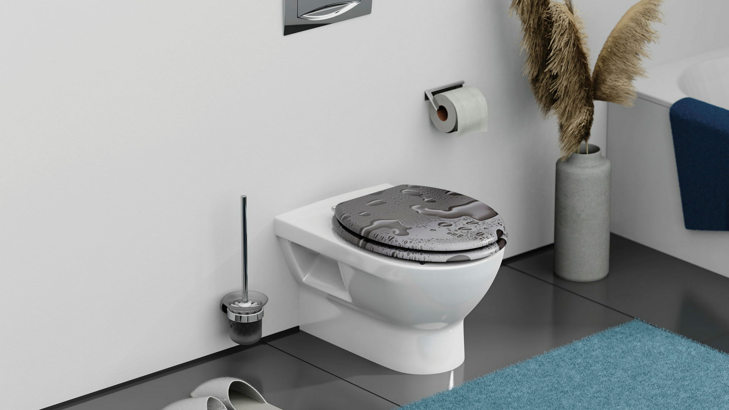 MDF WC-Sitz GREY STEEL, mit Absenkautomatik
