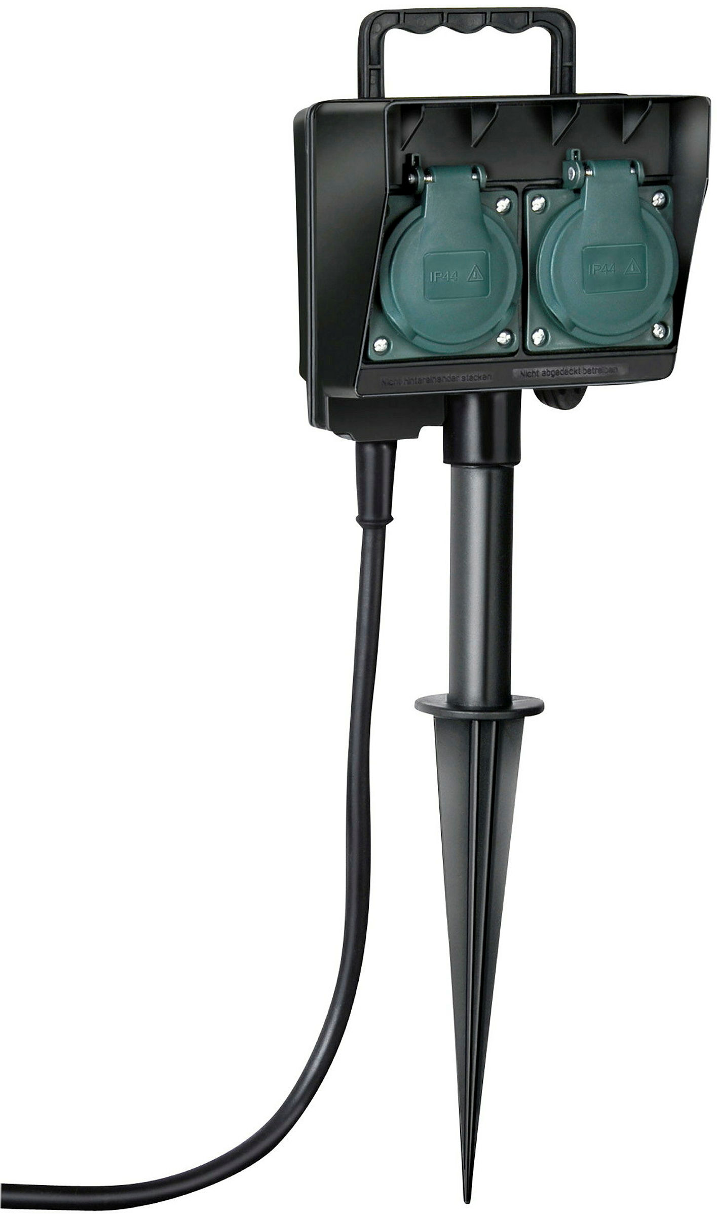 Gartensteckdose mit Erdspiess 2-Fach 1,4m Kabel H07RN-F3G1,5