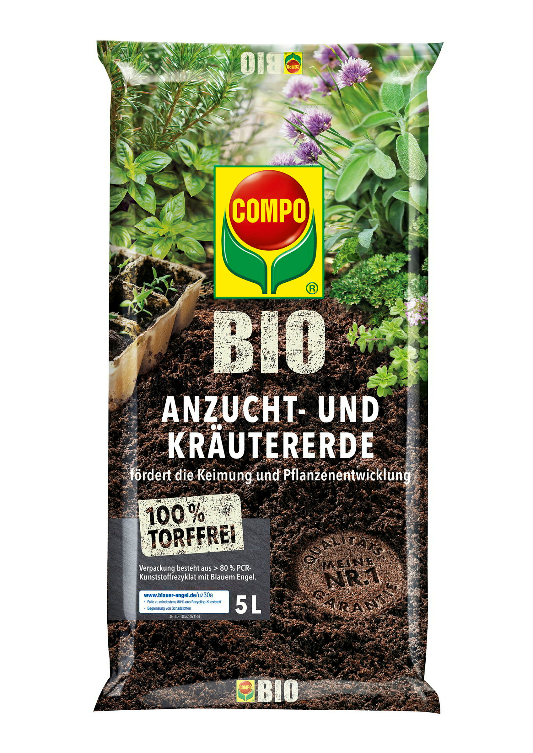 COMPO BIO Anzucht- und Kräutererde torffrei, 5 L