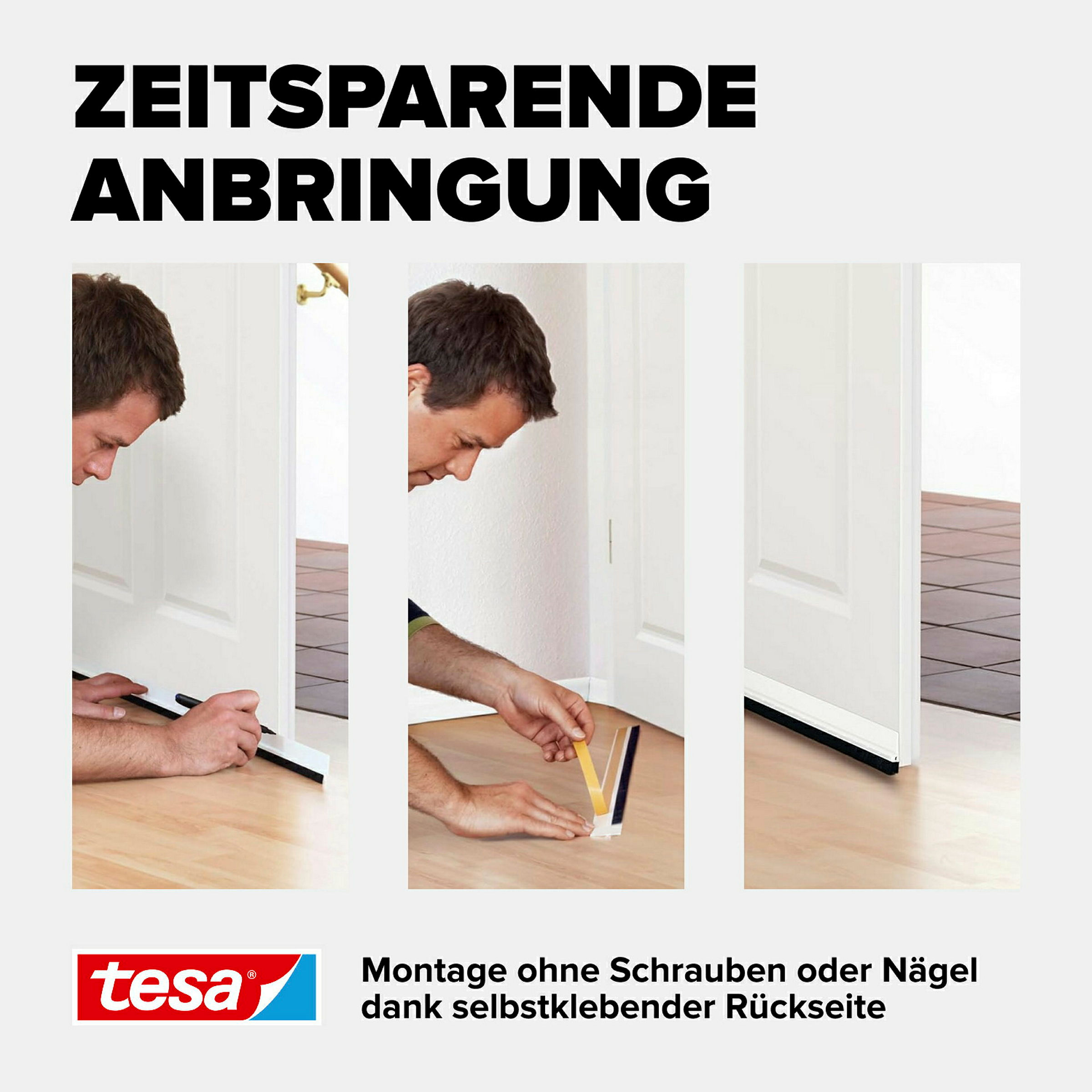 tesamoll® Standard Türdichtschiene für glatte Böden transparent