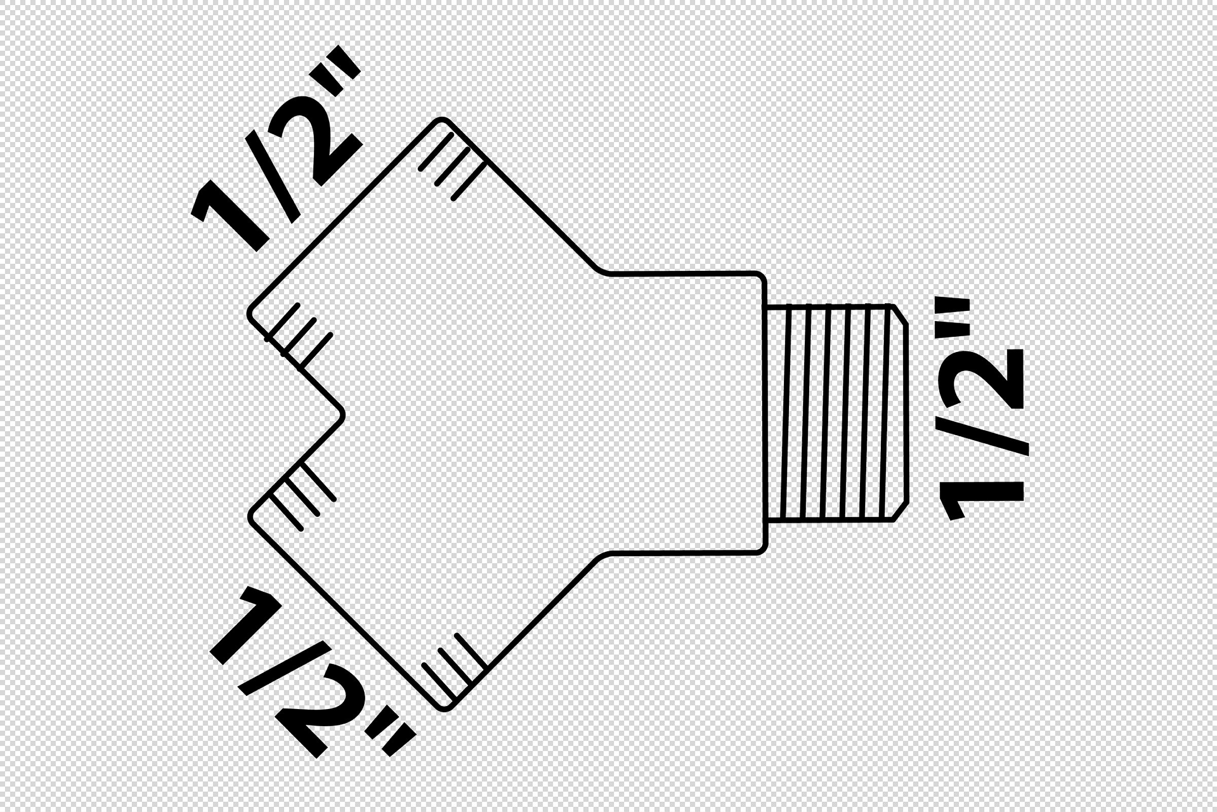 MS Y-Verteilerstück, Chrom, 1/2''IG x 1/2''AG