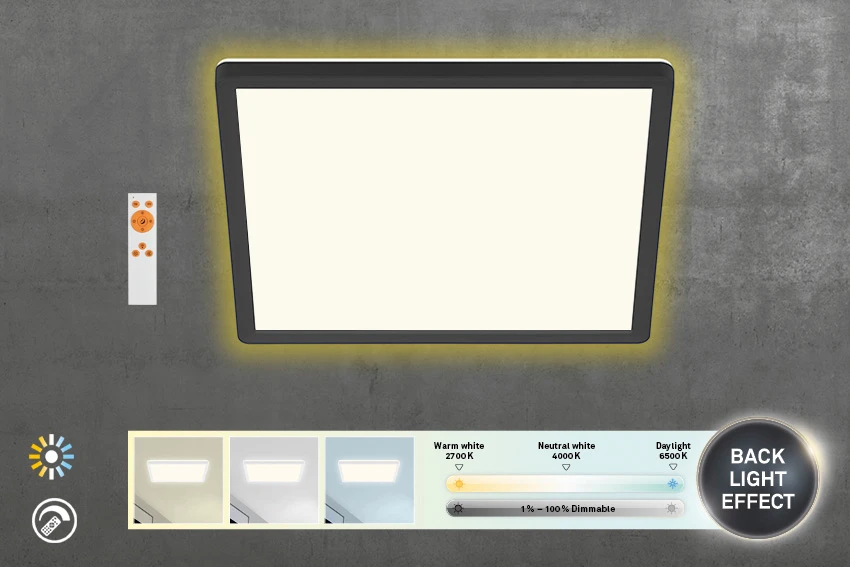 Ultraflaches CCT LED Panel,schwarz, 1xLED/18W