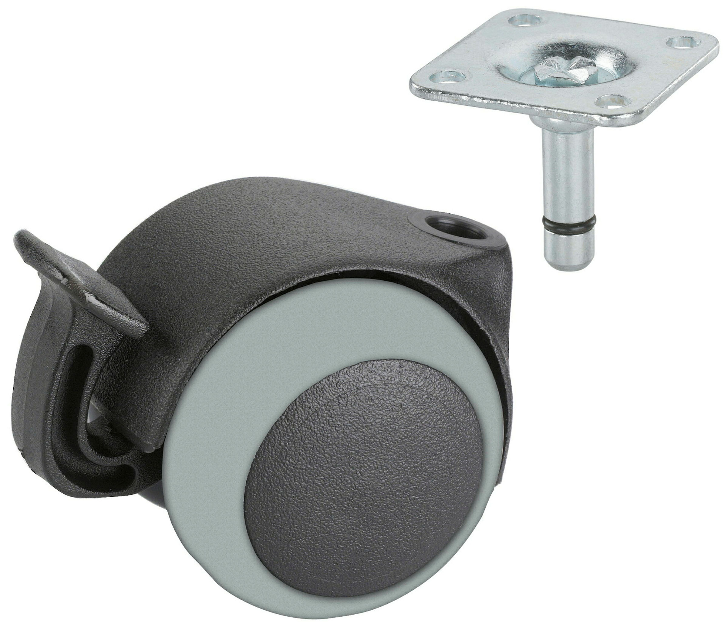 Doppelrolle für empfindliche Böden, TPE, 50 mm, Tragkr. 40 kg