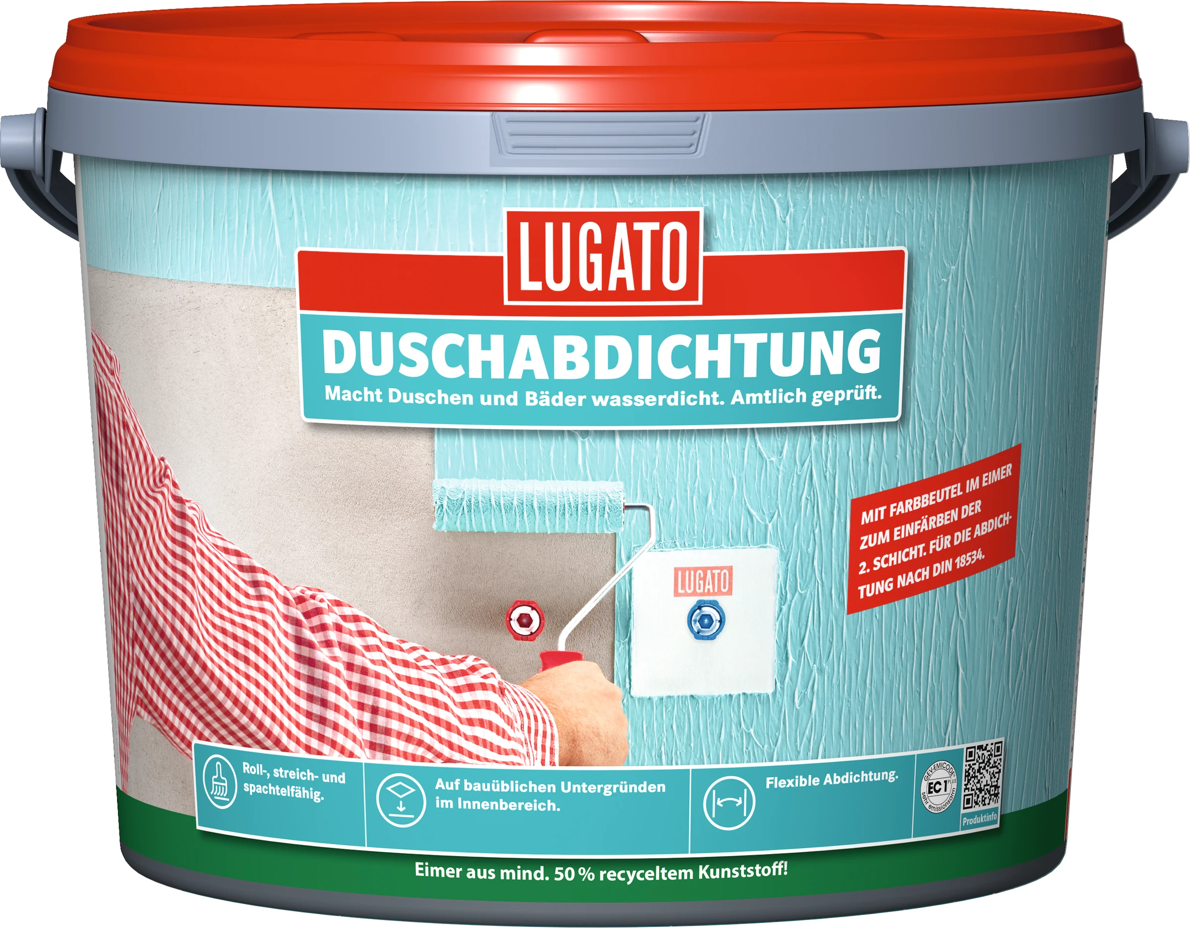 Mintgrüne Latex-Beschichtung zur Abdichtung von Duschen und Bädern