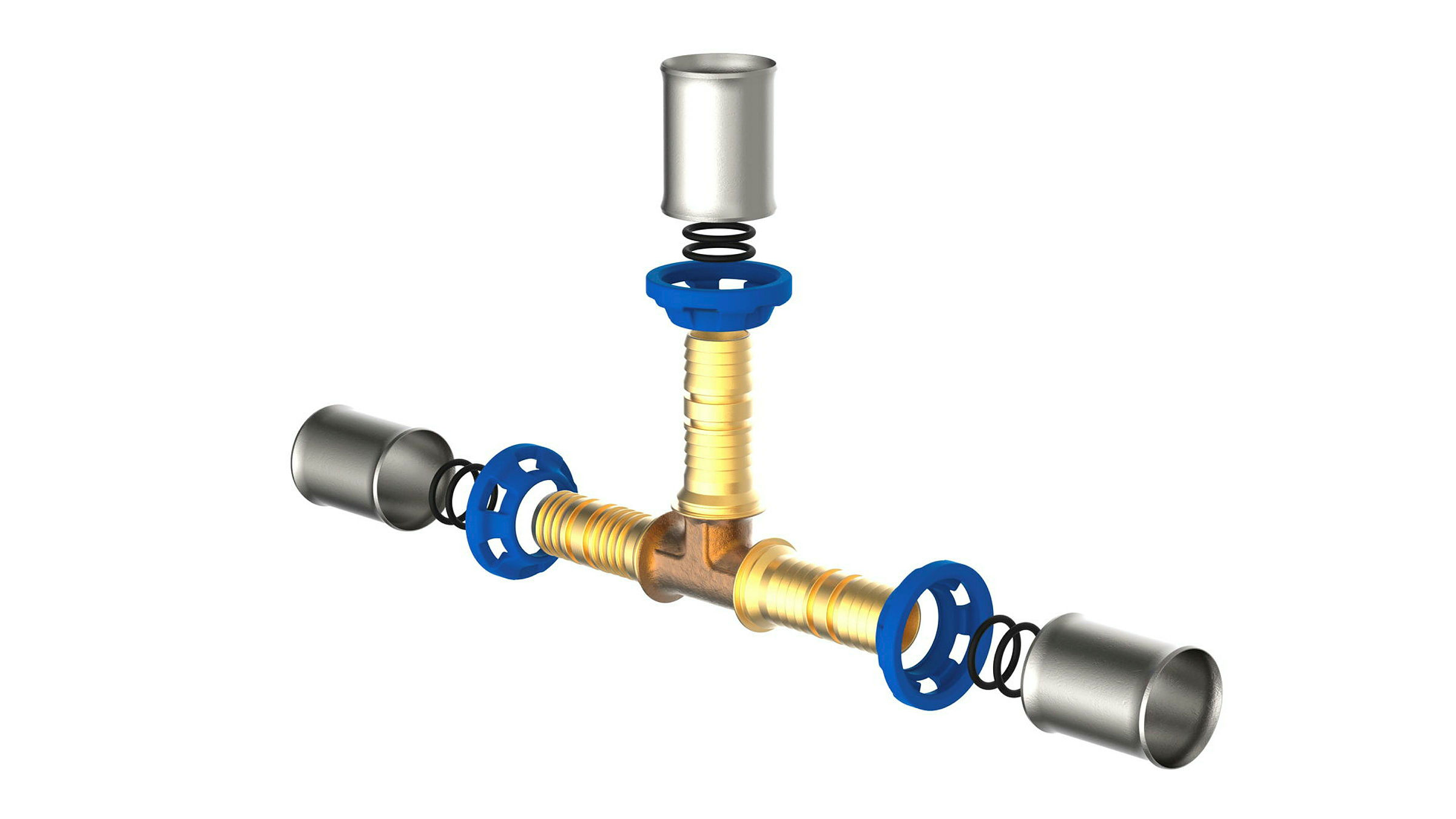 MS T-Stück, blank, 26 mm, Pressfitting für MSVR