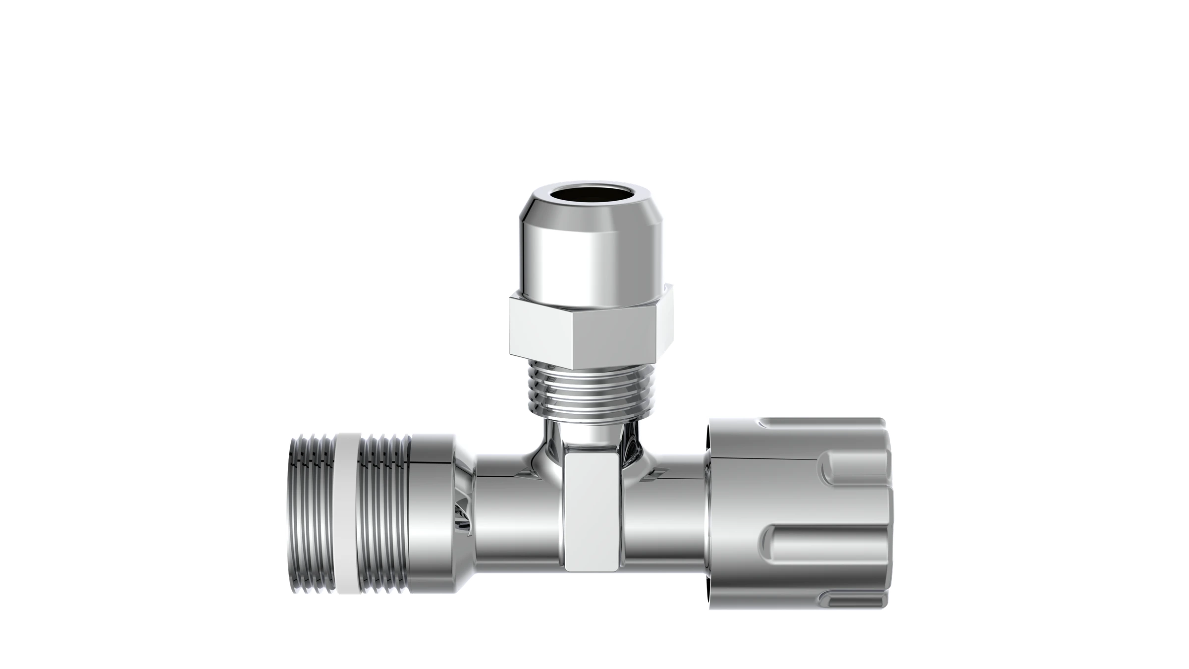 Eckventil, Chrom, 3/8''AG x 10 mmQ, mit Schubrosette, selbstdichtend