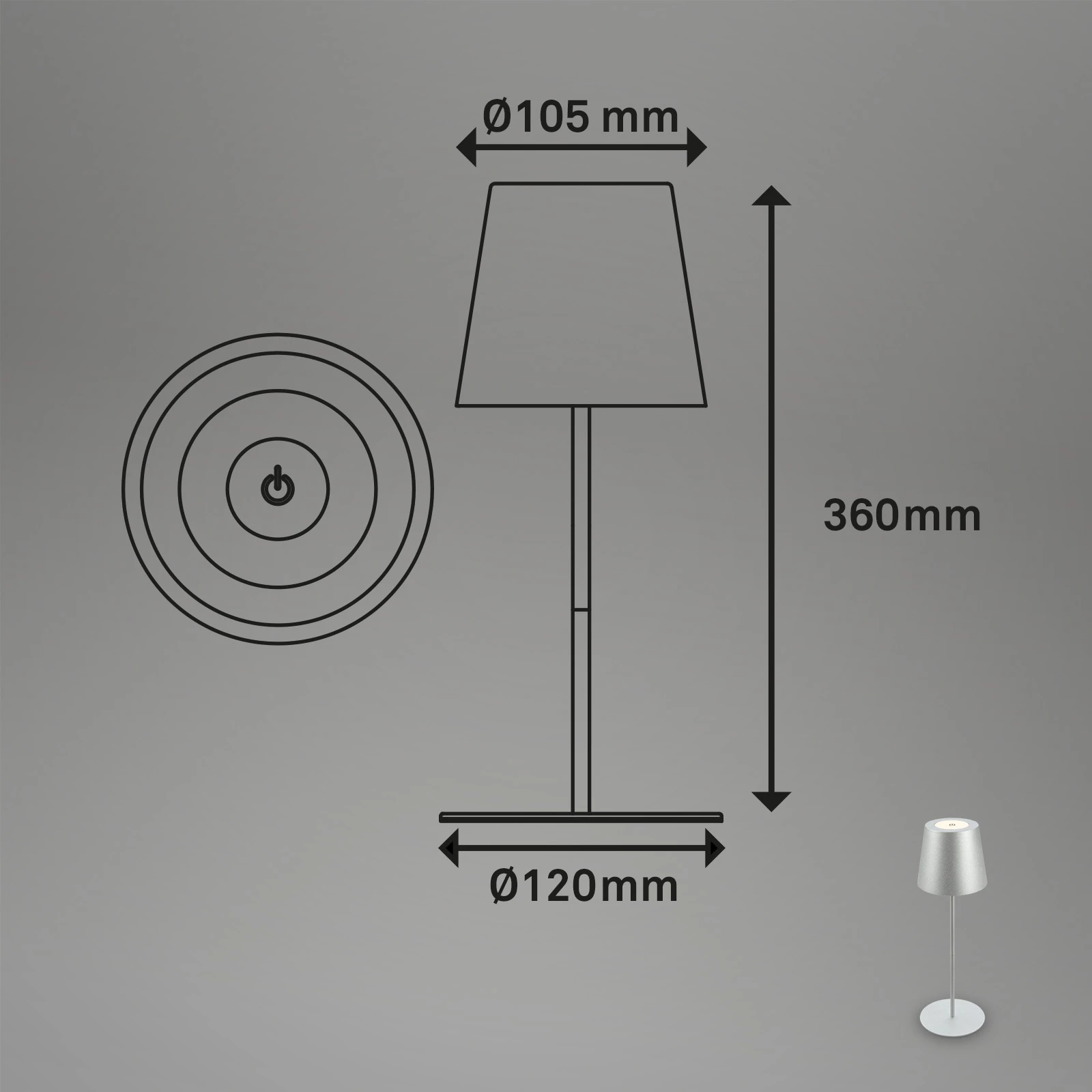 KIKI LED Akku Tischleuchte, IP44, 2,5W, Chrom matt