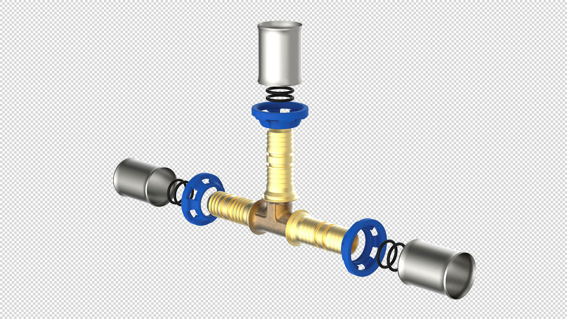 MS T-Stück, blank, 26 mm, Pressfitting für MSVR