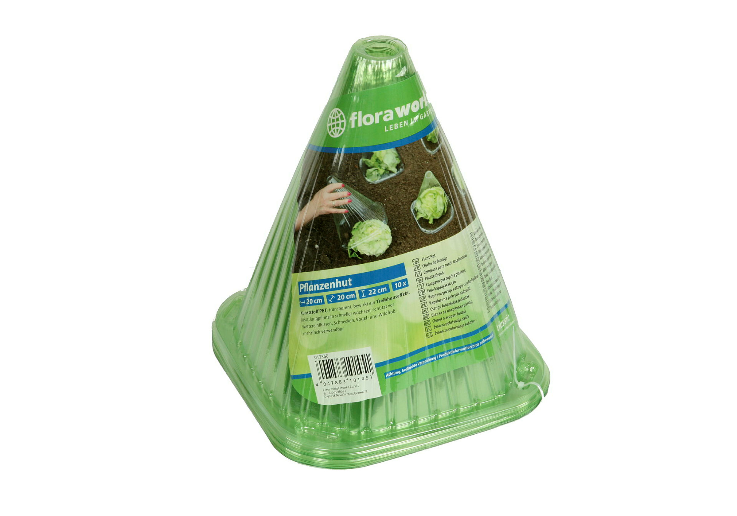 Pflanzenhut classic, 10er Set, Kunststoff PET, grün transparent, LxBxH 20x2