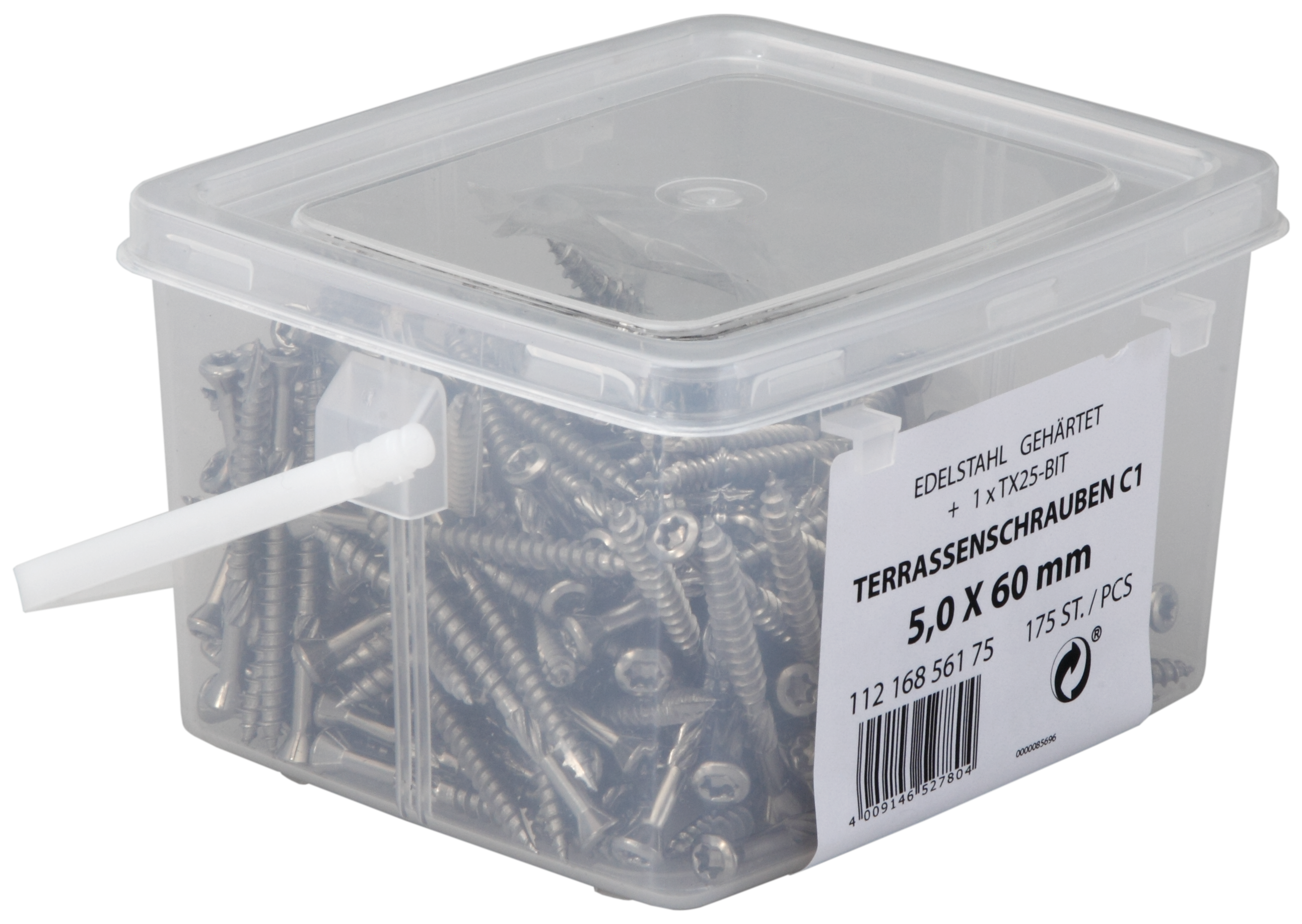 Terrassenschraube gehärtet 5 x 60 m. Bit TX 25, C1