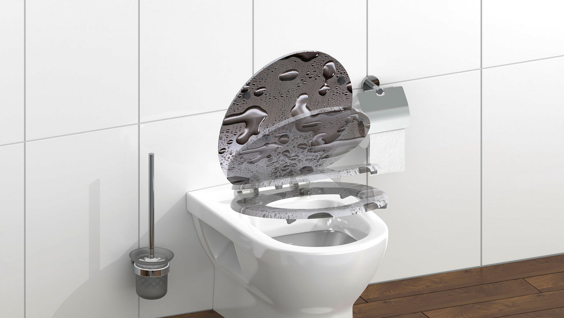MDF WC-Sitz GREY STEEL, mit Absenkautomatik