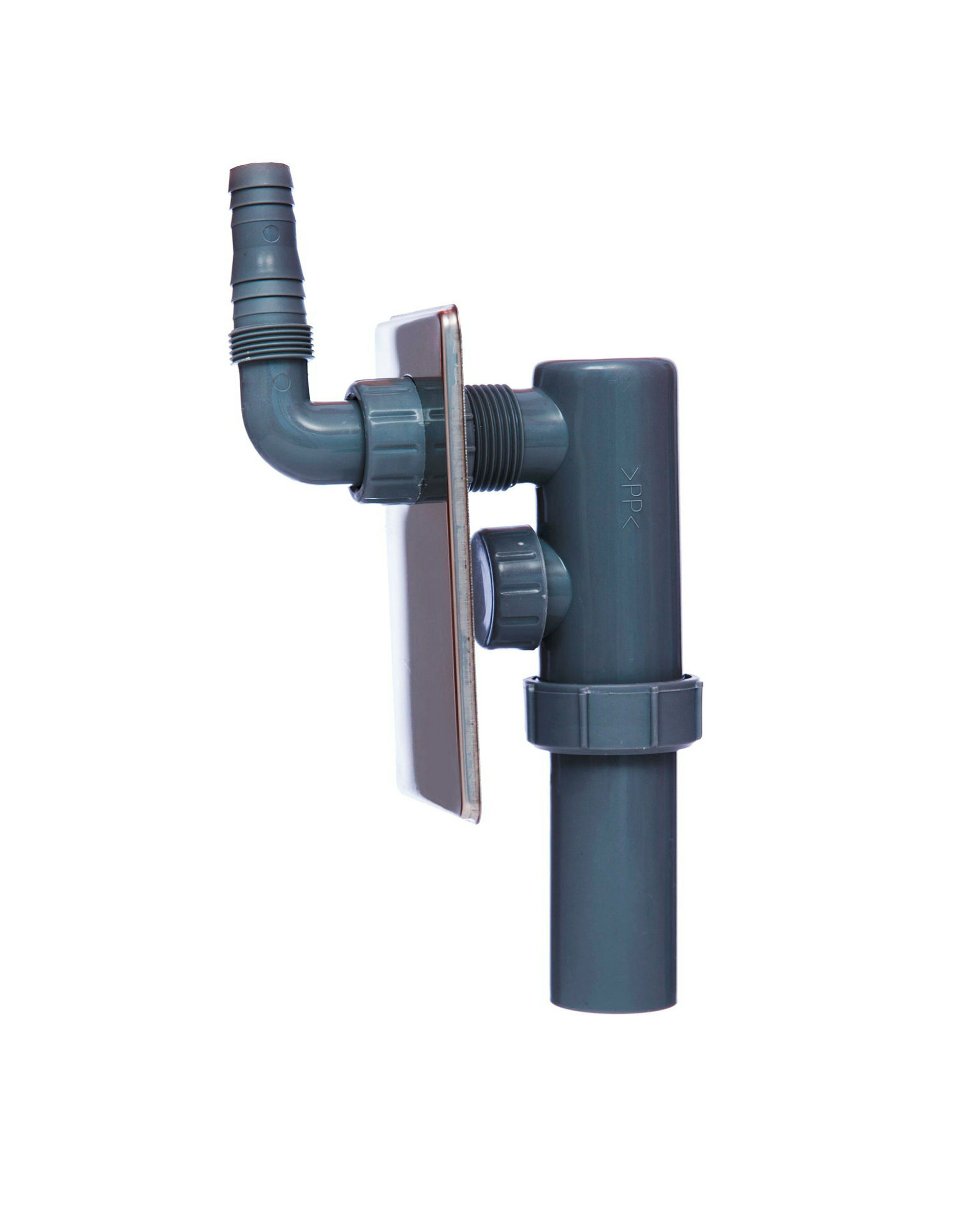 ECO-SAVE KS Unterputz-Waschgeräte-Siphon, Grau, DN40 mm, Edelstahl-Abdeckun