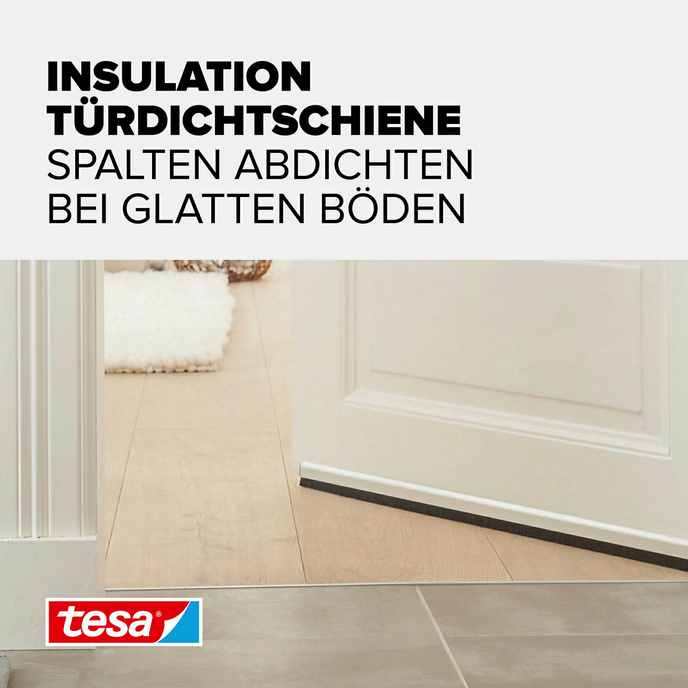 tesamoll® Standard Türdichtschiene für glatte Böden weiß