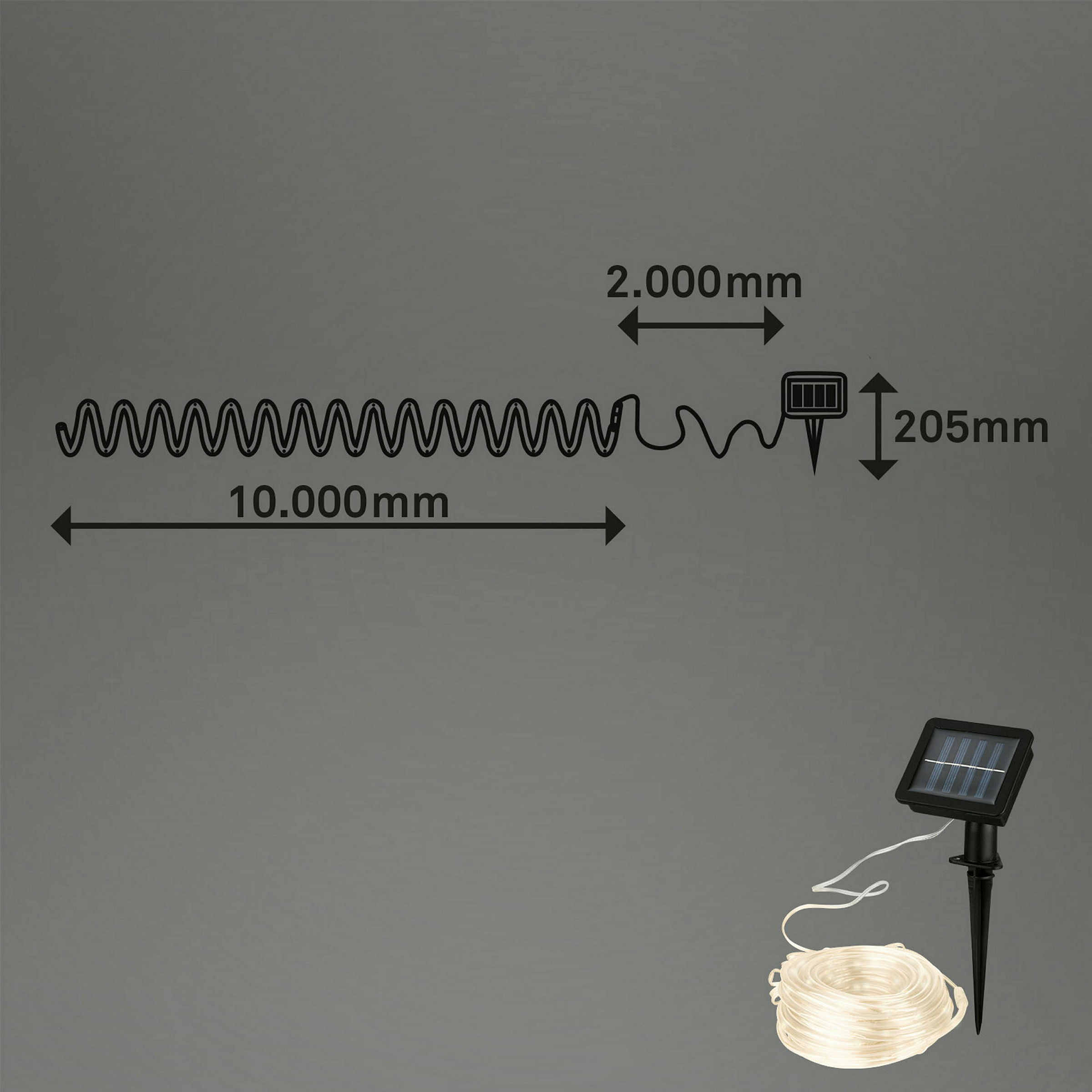 Solar LED-Band, 100xLED, IP44, außen, 10m