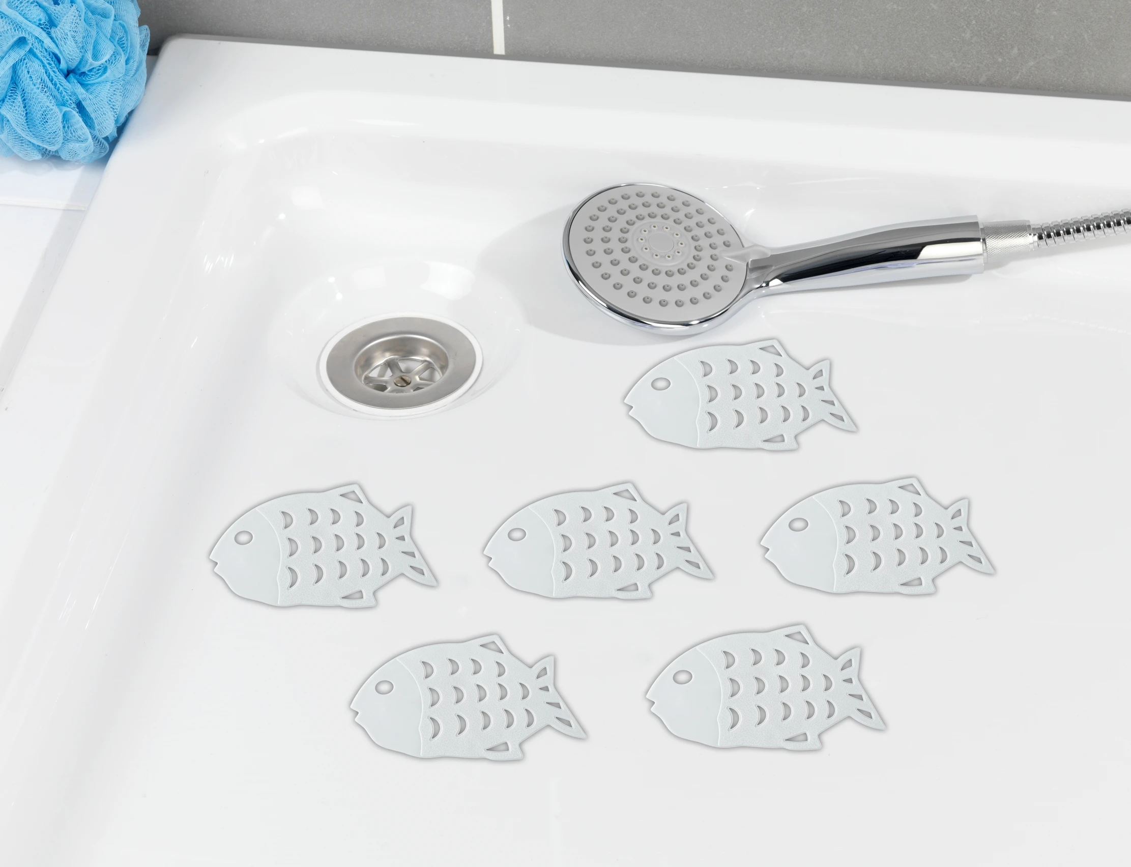 Antirutschsticker Fisch 6er weiss