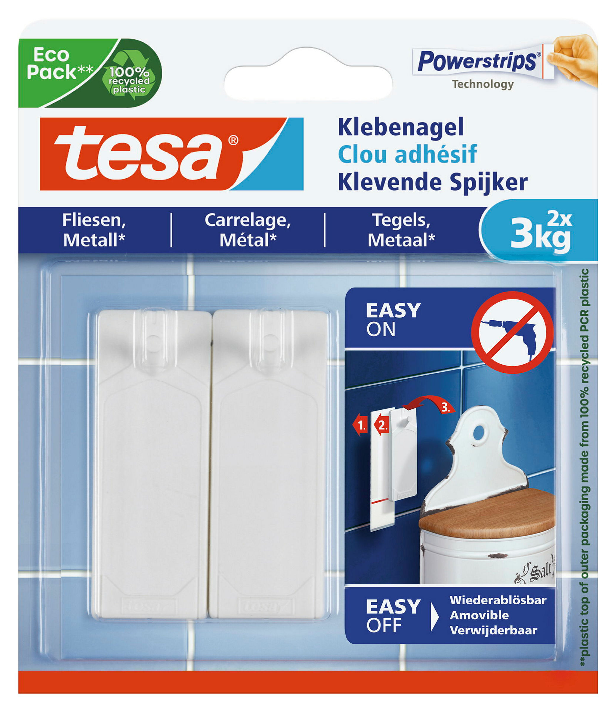 Klebenagel für Fliesen und Metall (3kg), Packung mit 2 Stück