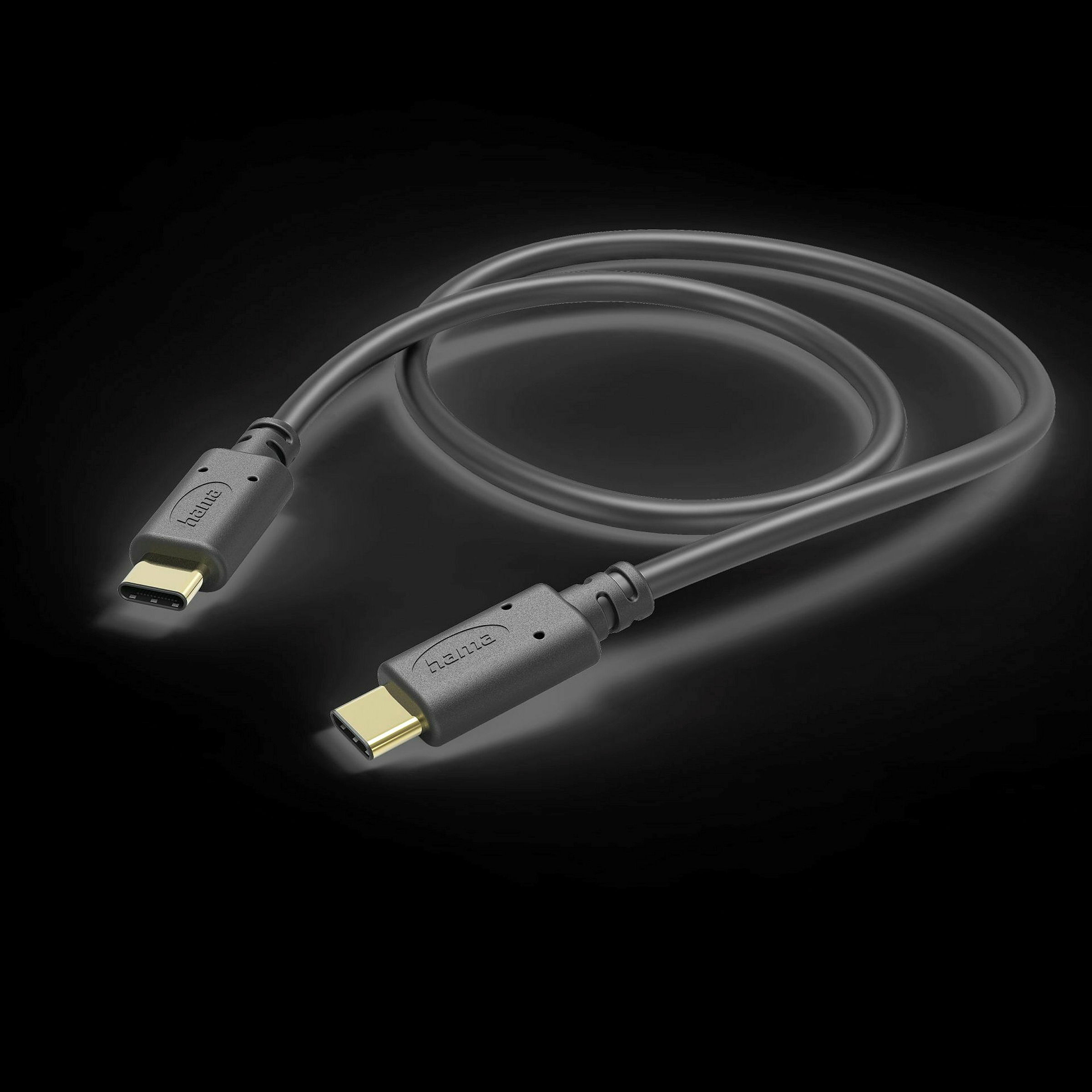 Hama Ladekabel, USB-C - USB-C, 1 m, Schwarz