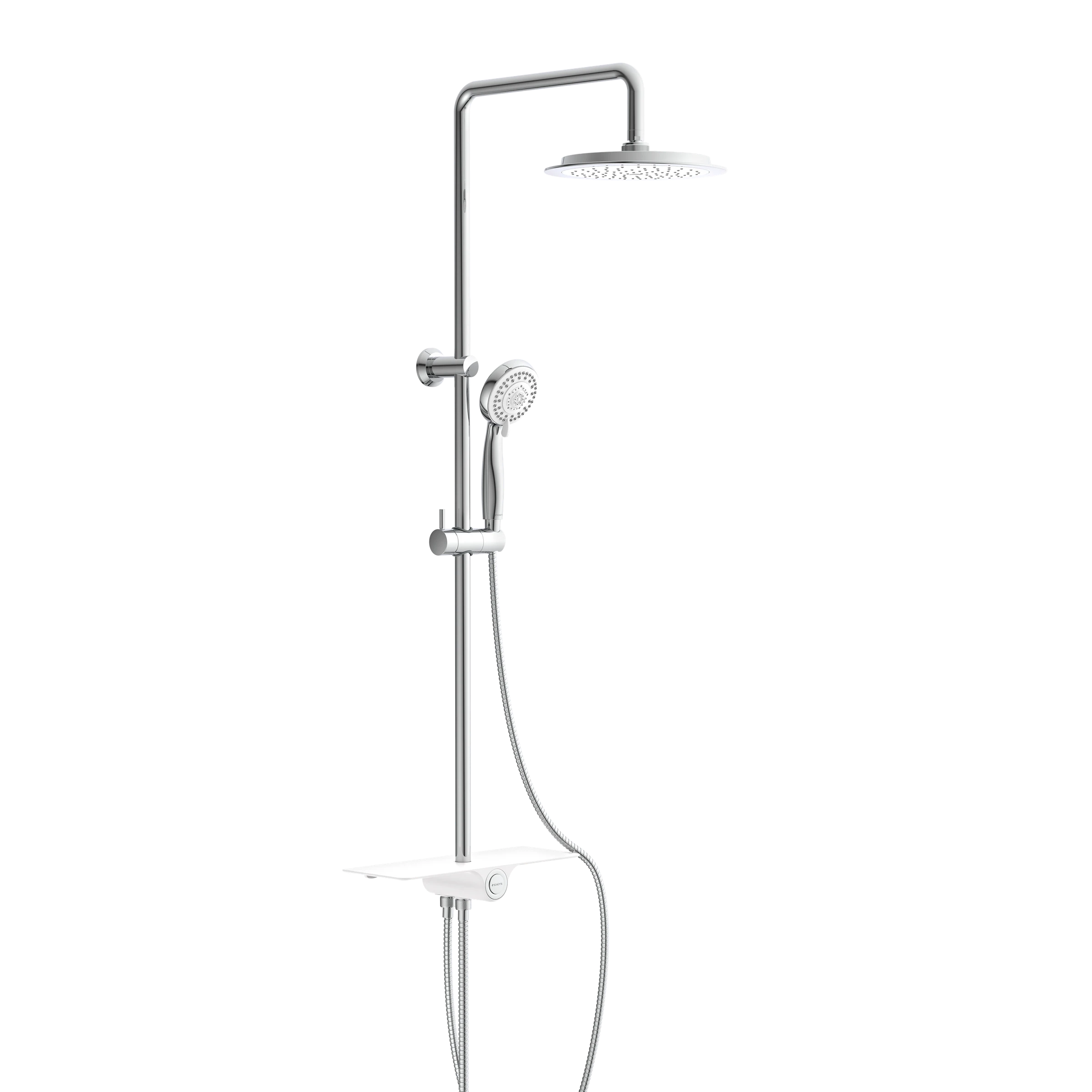 AQUASTAR Überkopfbrause-Set, Chrom/Weiß, mit Ablage